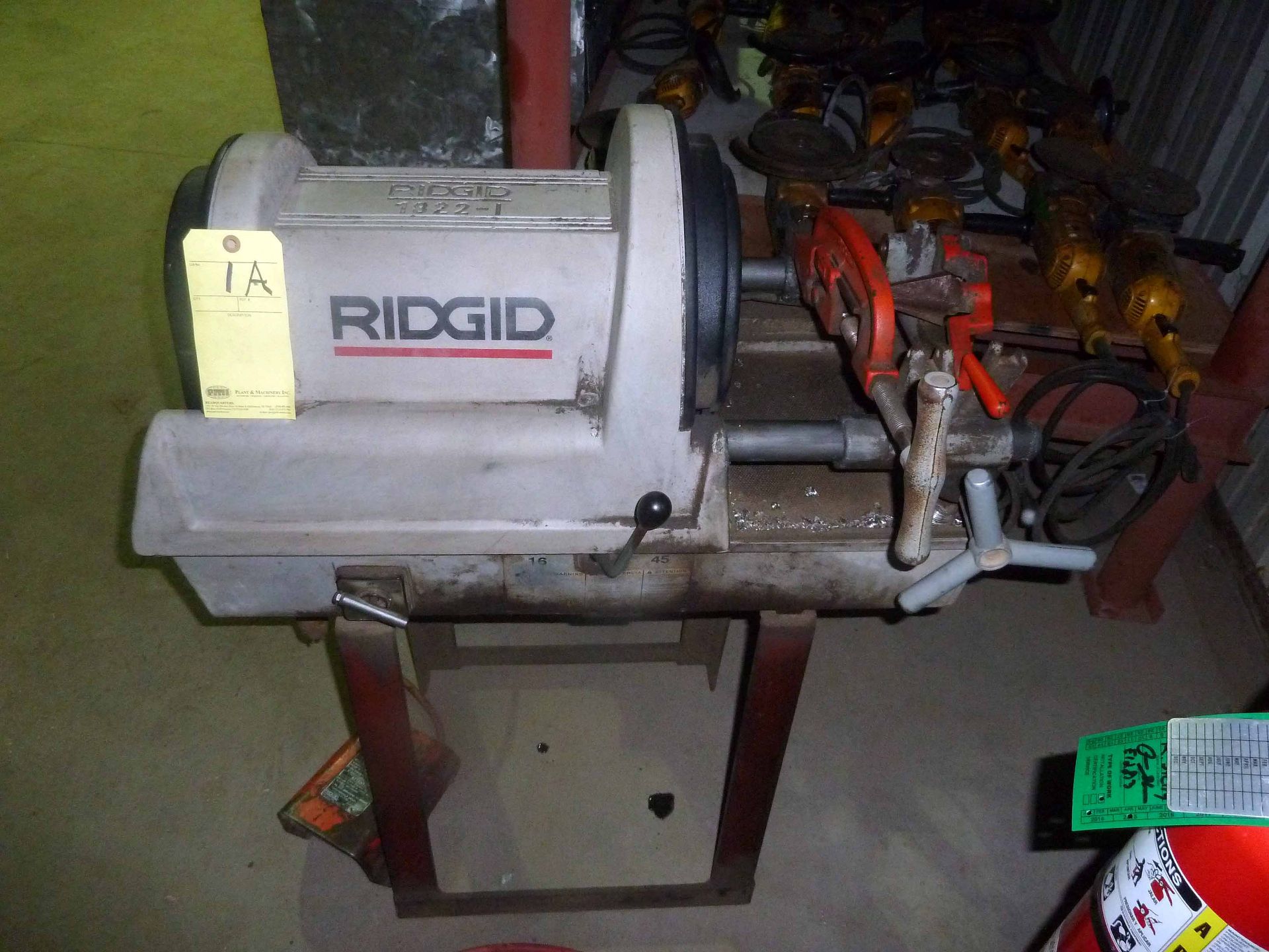 PIPE THREADER, RIDGID 2", Mdl. 1822-1, cut-off & reamer, on fabricated stand, S/N N.A.