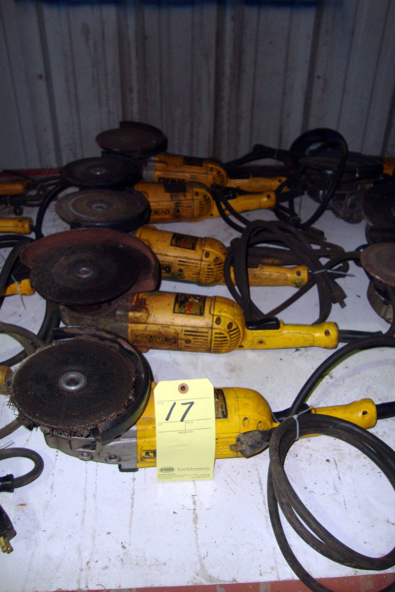 LOT OF ELECTRIC RIGHT ANGLE GRINDERS (5), DEWALT 8", H.D.