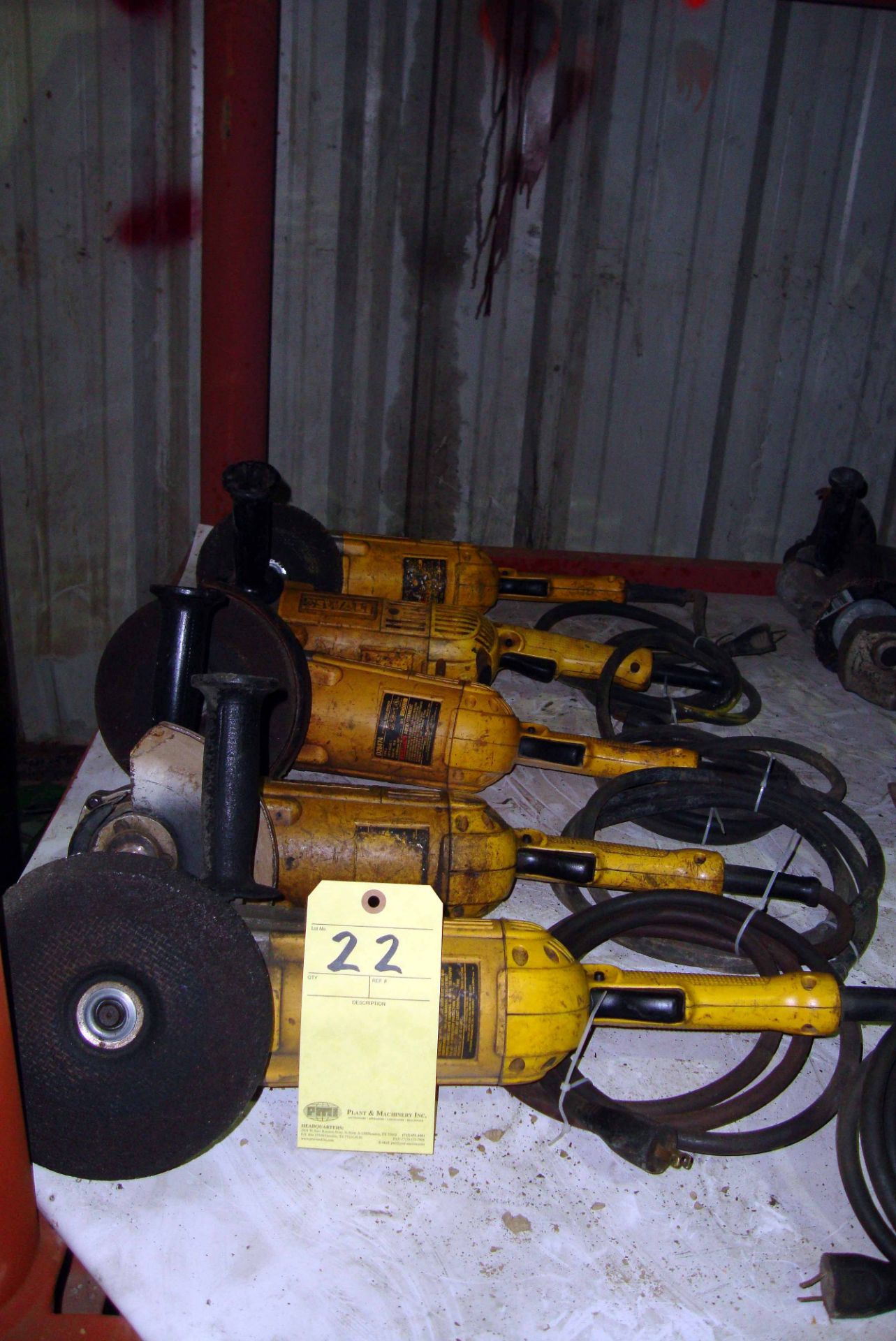 LOT OF ELECTRIC RIGHT ANGLE GRINDERS (5), DEWALT 8", H.D.