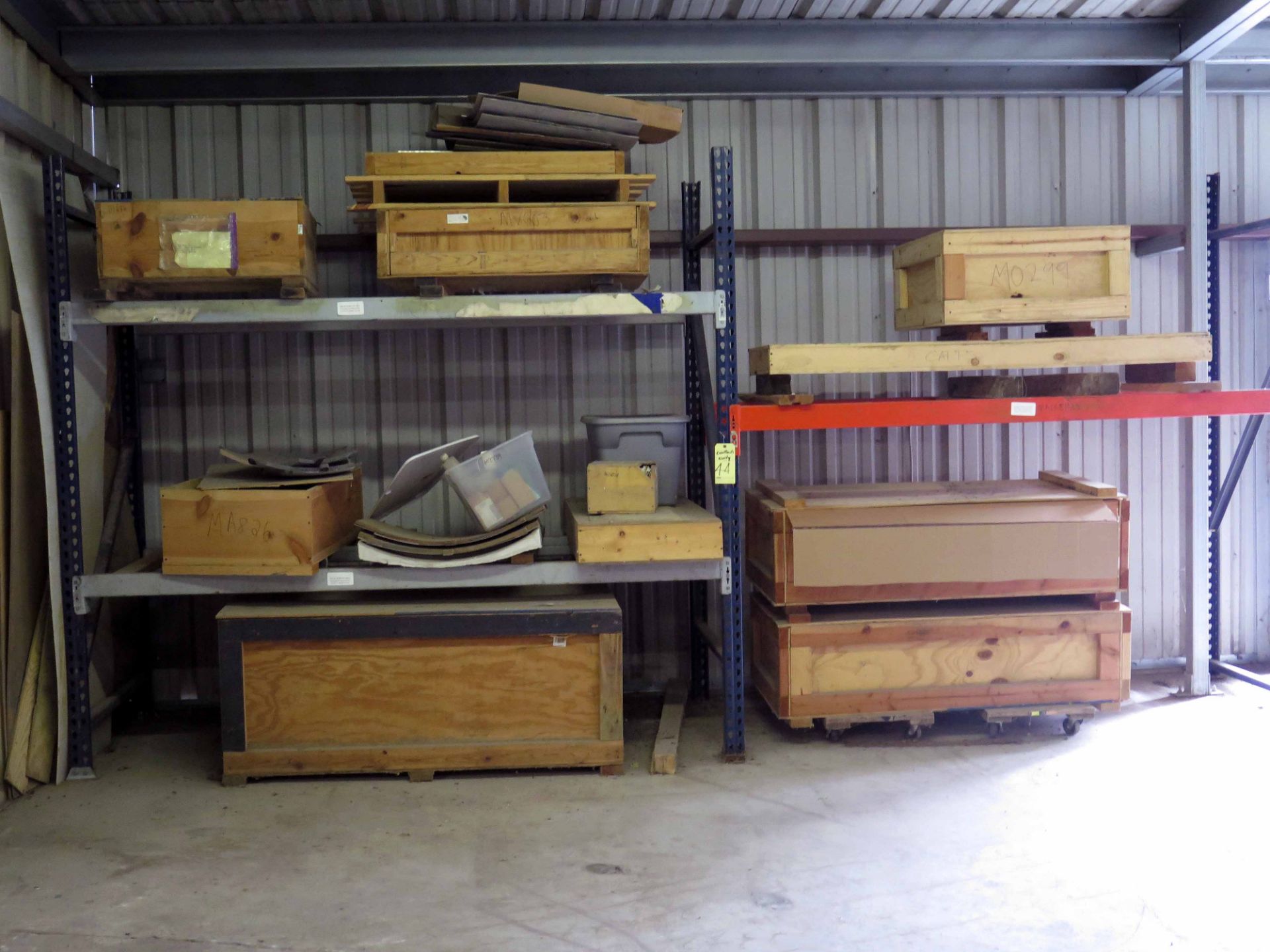 LOT OF MISC. FABRICATED ITEMS IN CRATES (contents of pallet rack only - pallet rack not included)