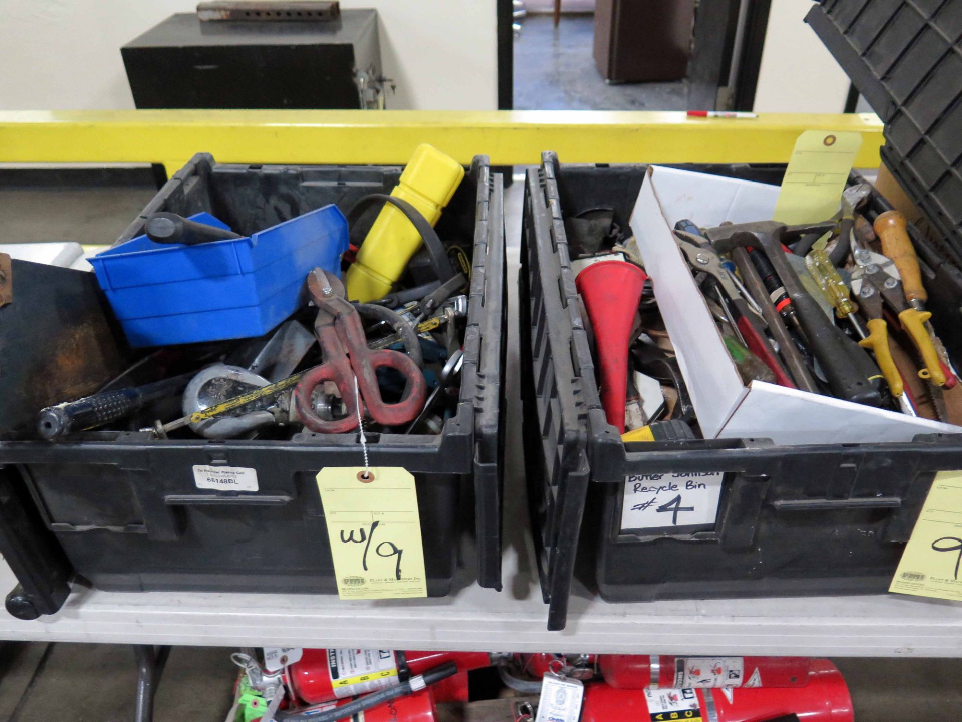 LOT OF HAMMERS, SCREWDRIVERS, HAND SAWS, WIRE CUTTERS, ETC.  (in two tubs)