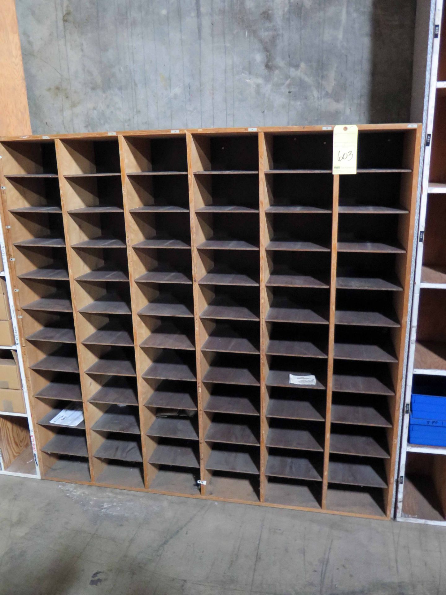 LOT OF WOODEN SAMPLE RACKS, (2), approx. 5' ht.