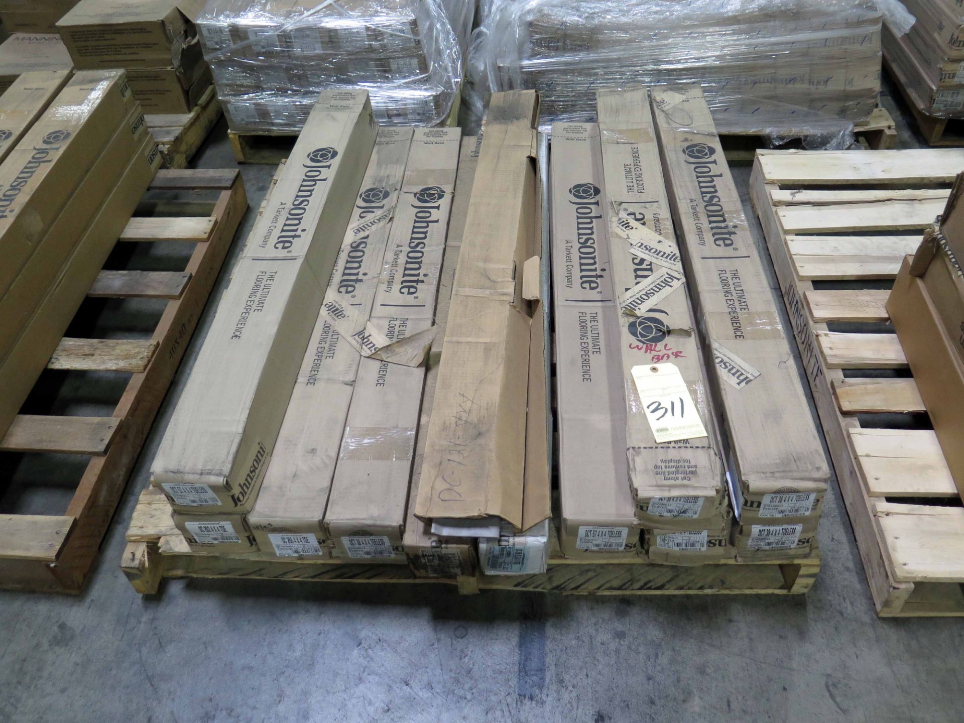 LOT OF RUBBER WALL BASE MOLDING, JOHNSONITE, misc. (on one pallet)