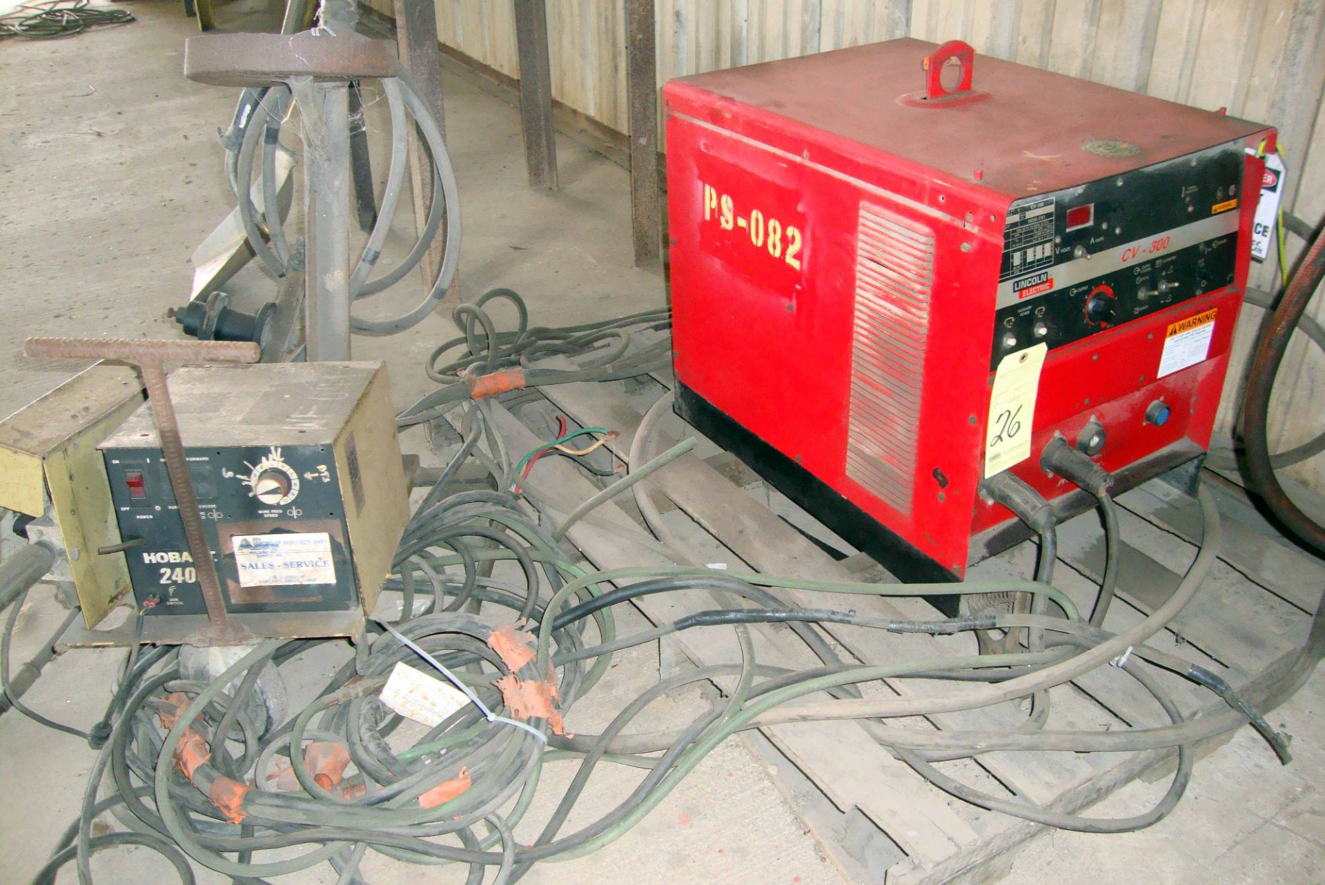 MIG WELDER, LINCOLN MDL. CV300, 300 amps @ 32 v., 100% duty cycle, on fabricated metal stand,