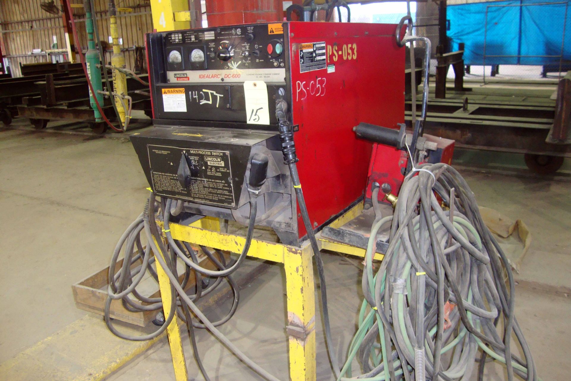 MIG WELDER, LINCOLN MDL. DC600, 600 amps @ 44 v., 100% duty cycle, Lincoln Mdl. LN7 wire feeder,