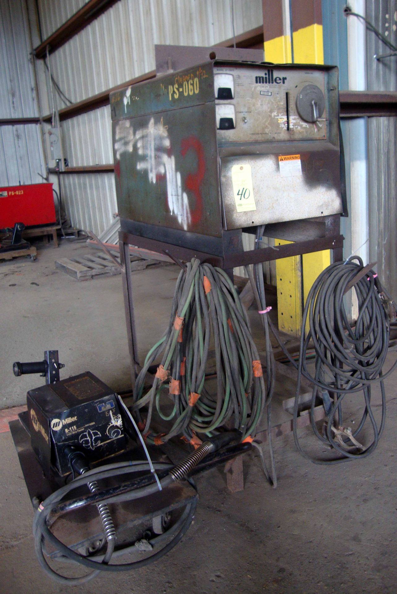 WELDER, MILLER MDL. CP-250TS, 250 amps, 100% duty cycle, Miller R-115 wire feeder, S/N U494412