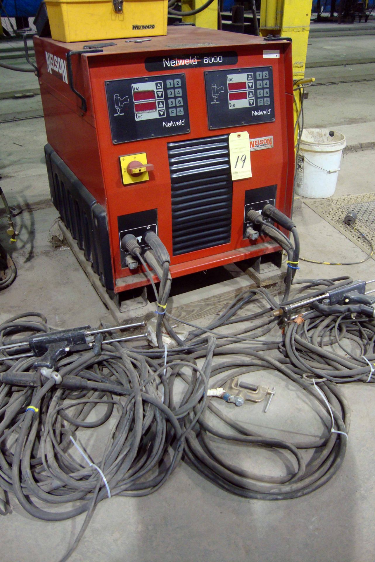 STUD WELDER, NELSON â€œNELWELDâ€ MDL. 6000, 790 amps @ 44 v., 100% duty cycle, stud welding gun &