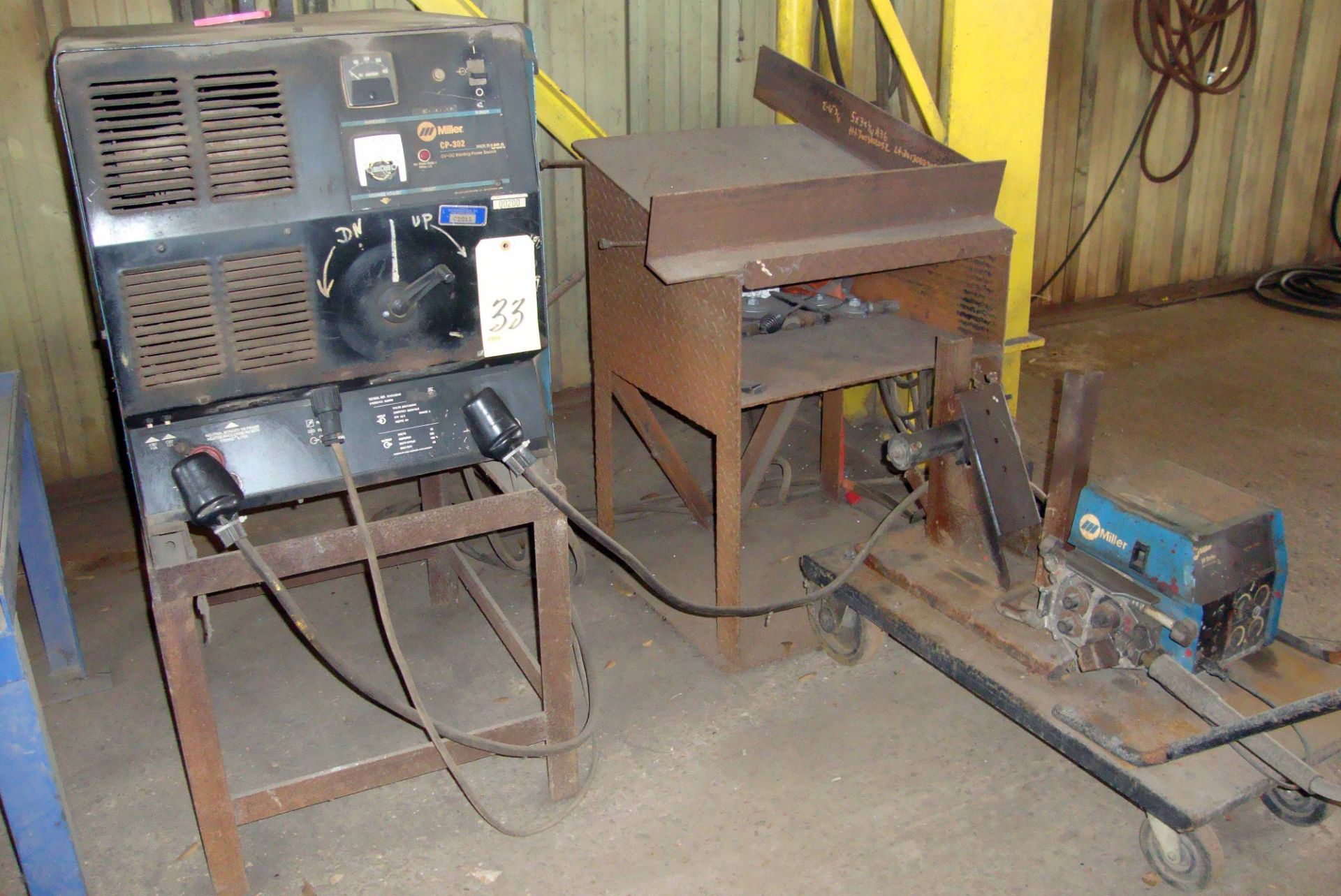 MIG WELDER, MILLER MDL. CP302, 300 amps @ 32 v., 100% duty cycle, Miller 60 Series wire feeder, S/