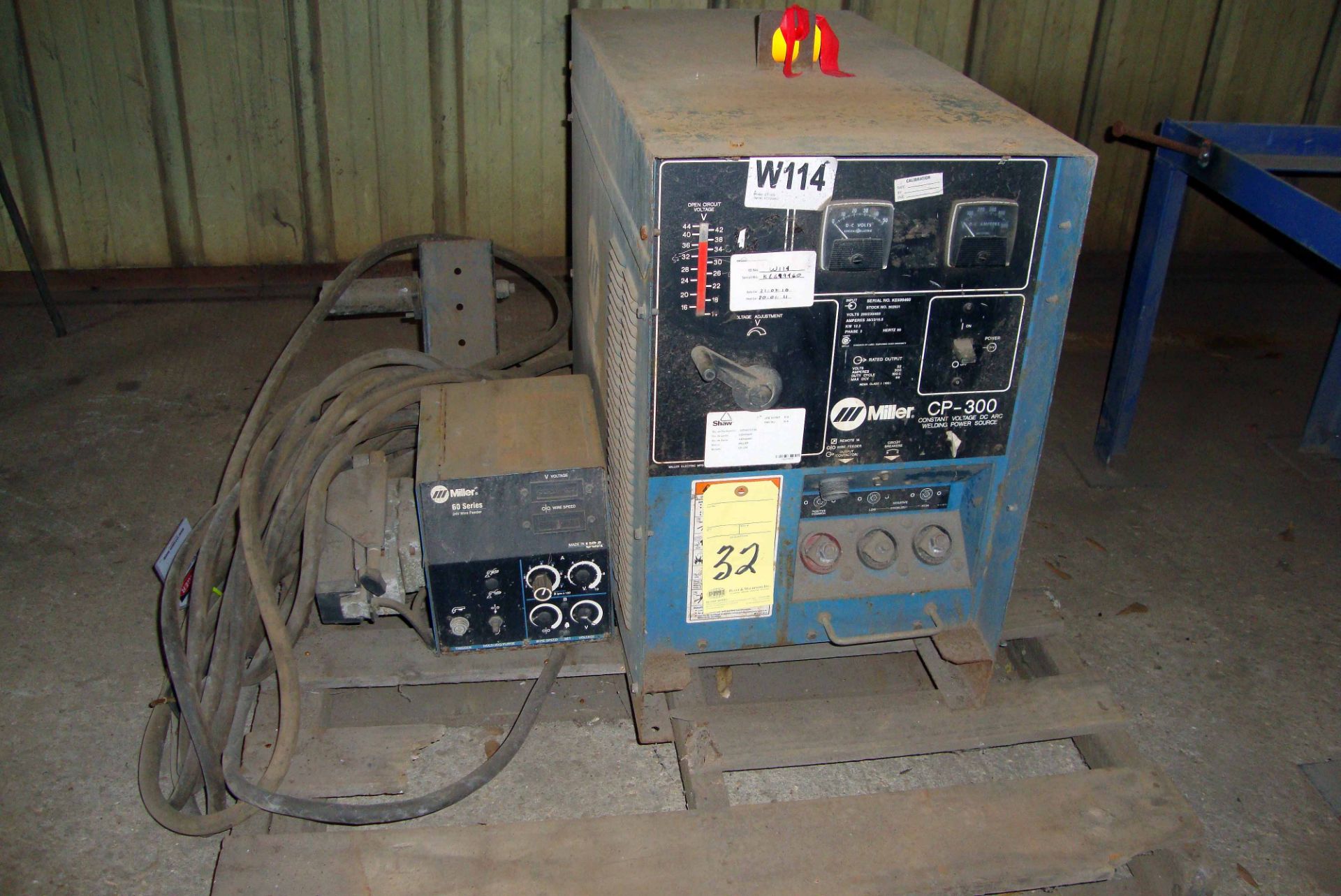ARC WELDER, MILLER MDL. CP300, 300 amps, 100% duty cycle, Miller 60 Series wire feeder, S/N N.A.