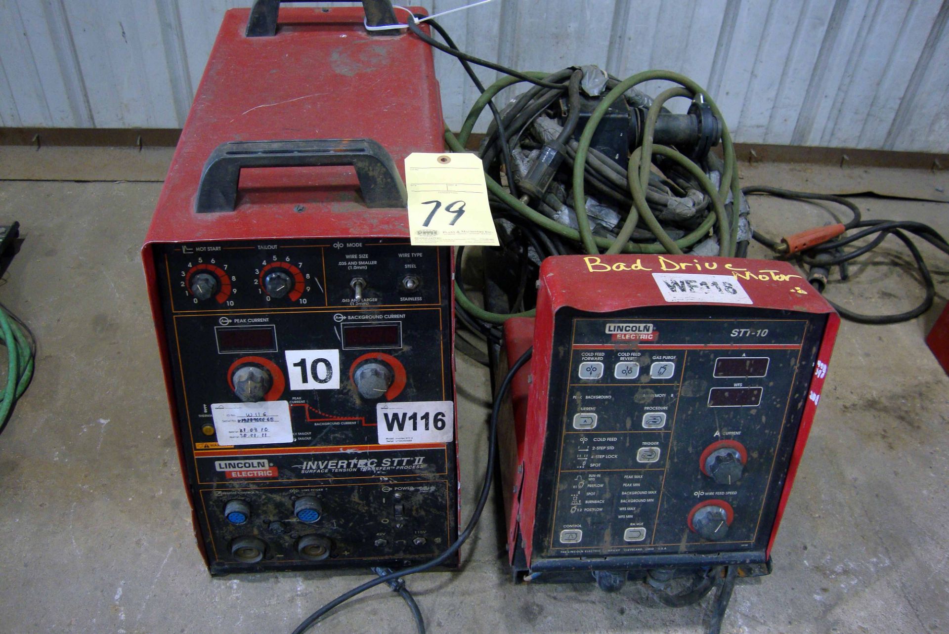 ARC WELDER, LINCOLN INVERTEC MDL. STTII, 225 amp, 60% duty cycle, Lincoln Mdl. STT10 wire feeder,