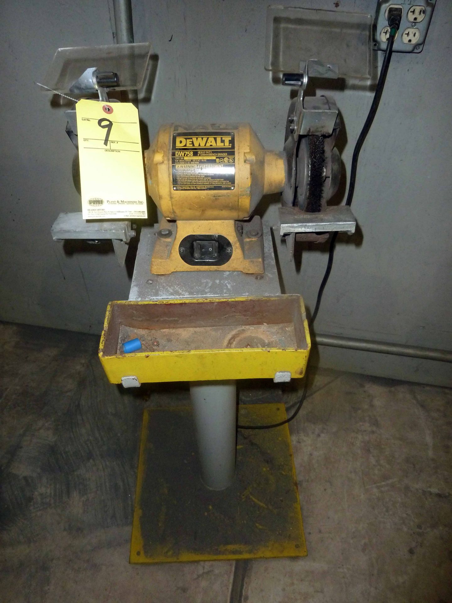 PEDESTAL MOUNTED DOUBLE END GRINDER, DEWALT (Location M-Houston)