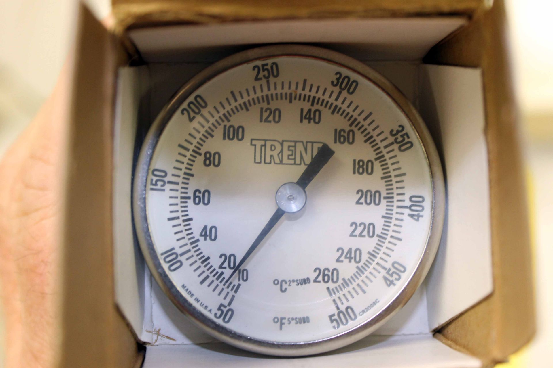 (Lot of 13) ASSORTED THERMOMETERS, Unused, (2) Trend Instruments Mdl. 20, temp range: 50/500 F &