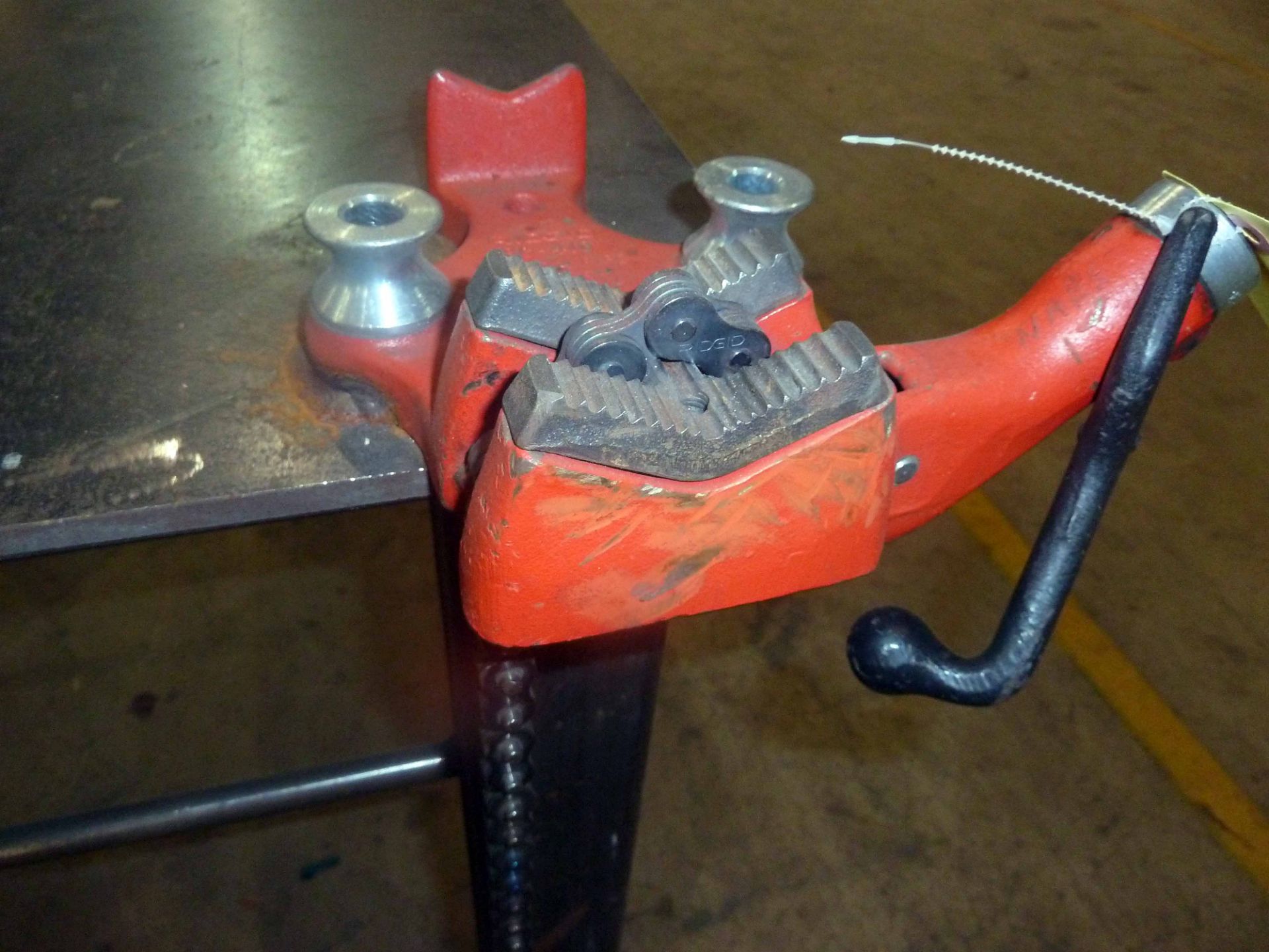 WELDING TABLE, 4' x 8', w/Wilton 8" vise, Ridgid Mdl. BC-410 chain vise (Location M-Houston) - Image 3 of 3