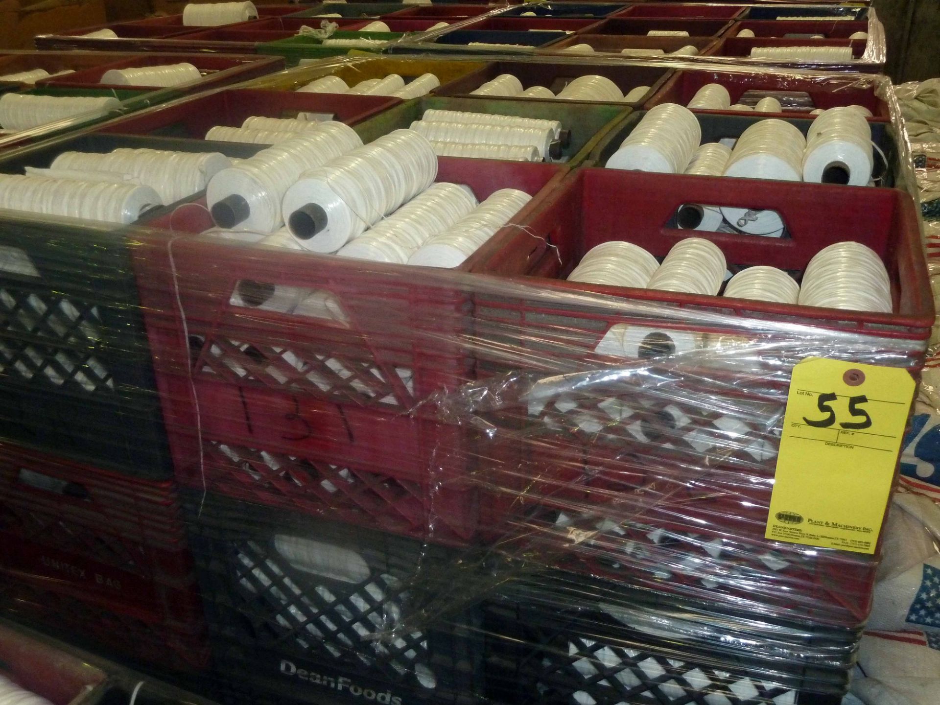 LOT OF FLAT YARN ROLLS (crated & palletized)