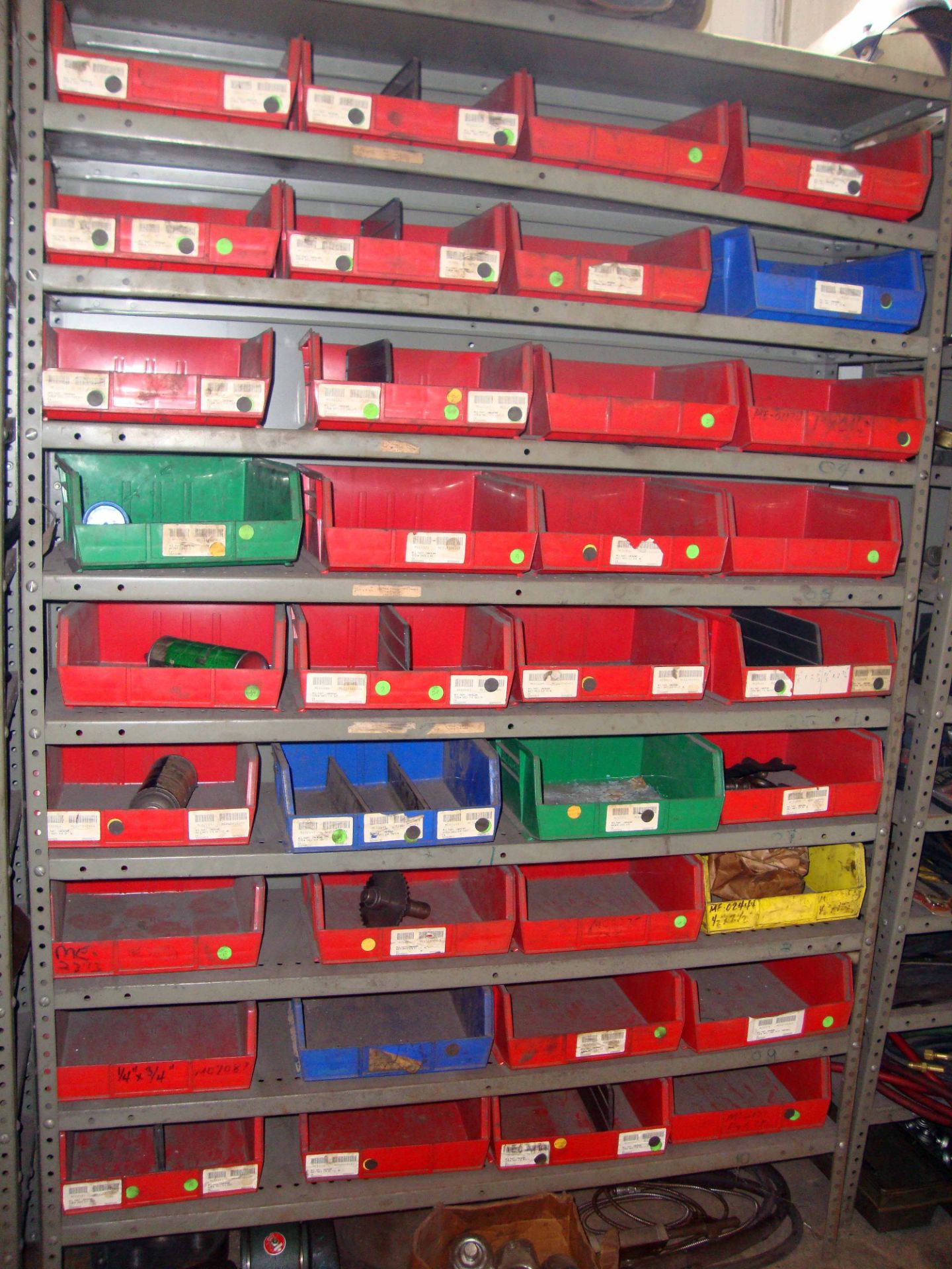 LOT OF STEEL SHELF SECTIONS (4), w/tooling, safety equipment, supplies, etc. - Image 4 of 6