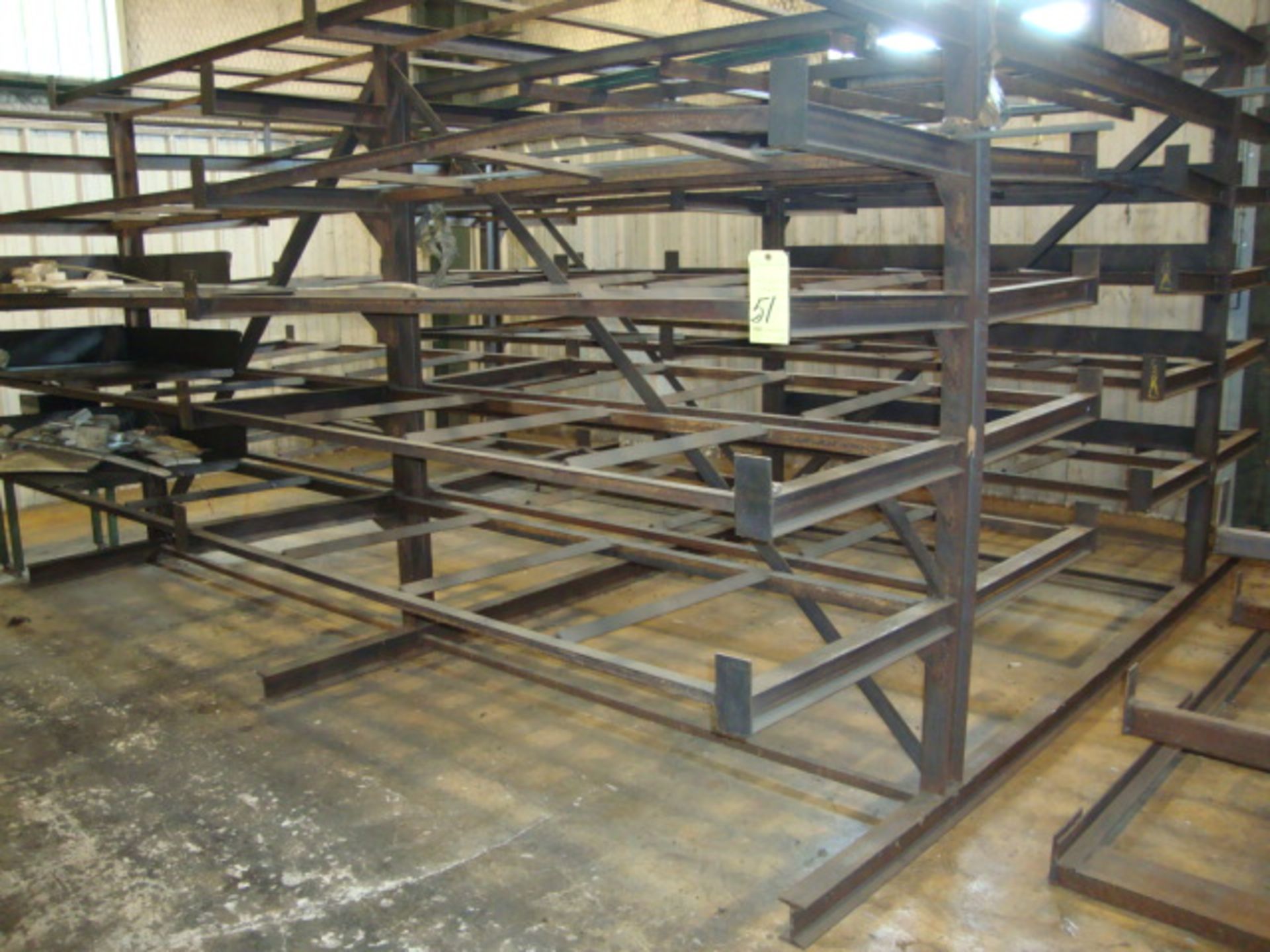 WELDED CANTILEVER STEEL STOCK RACK, 166" x 170" x 87" ht. 30" arms