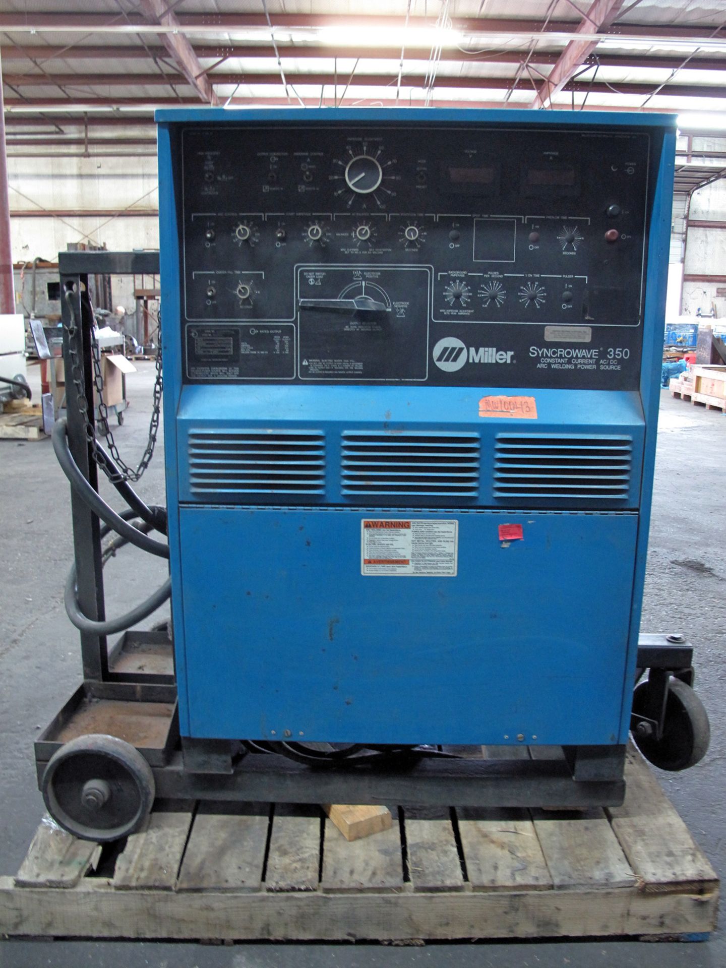 WELDING MACHINE, MILLER SYNCROWAVE 350, 350 amps @ 34 v. (40% duty cycle), 300 amps @ 32 v. (60%