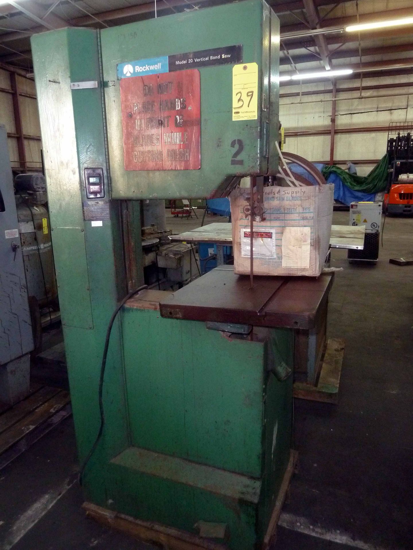 VERTICAL BANDSAW, ROCKWELL MDL. 20, S/N 1799822