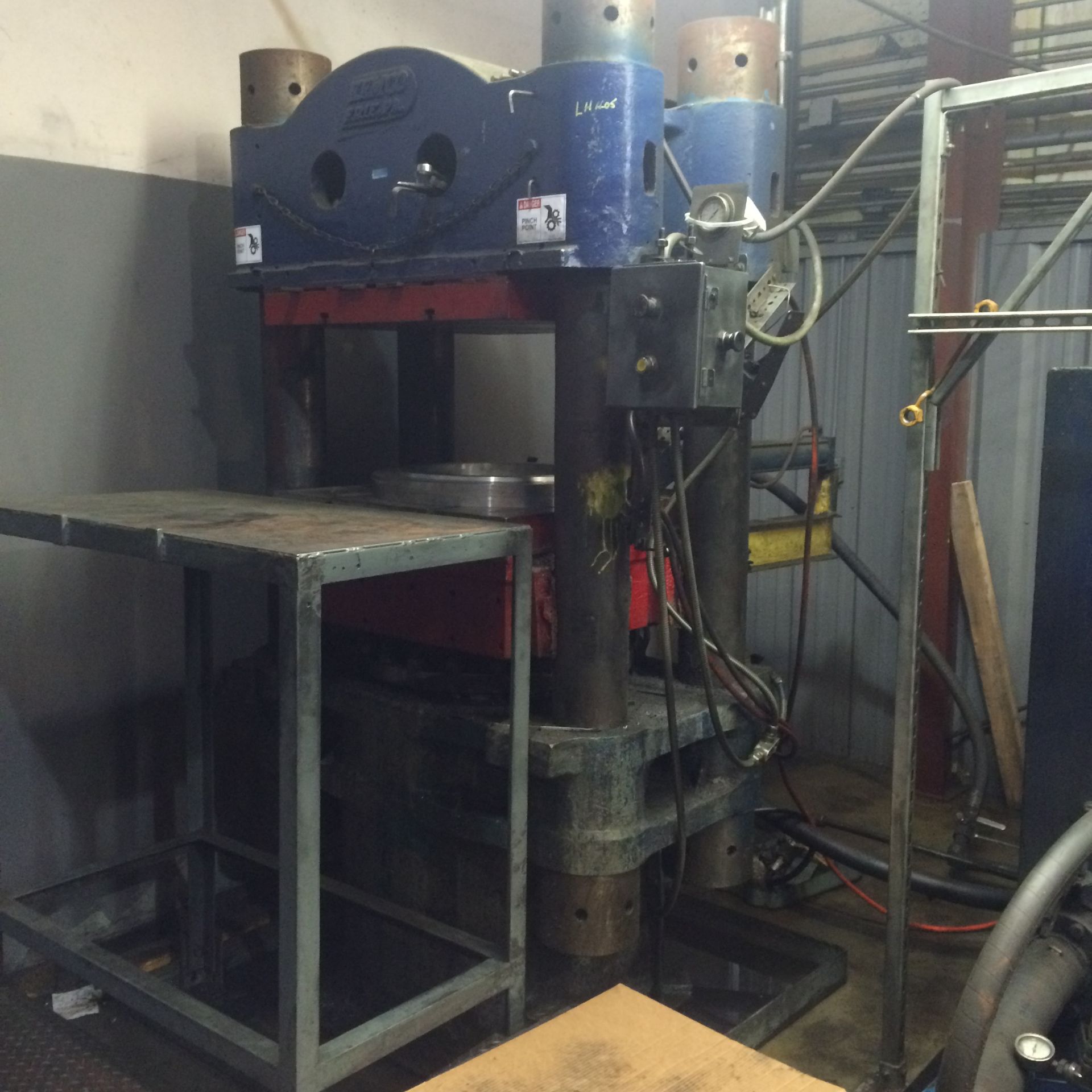 4-POST HYDRAULIC PRESS, FEMCO 250 TON CAP, no visible I.D. plate, UNDER POWER, S/N N.A.   (