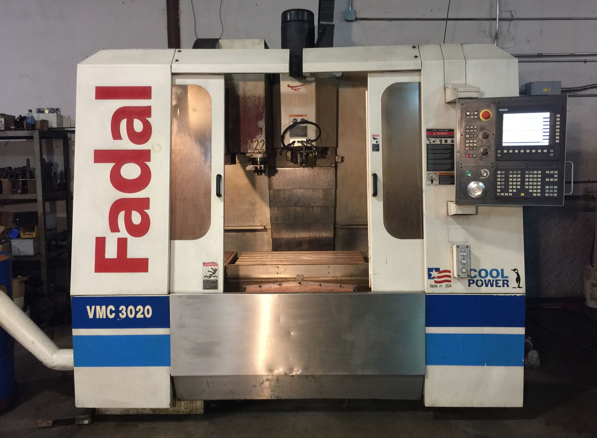 CNC VERTICAL MACHINING CENTER, FADAL MDL. 3020, new 2000, 3 axis, Siemens CNC control, 20" x 40" T-