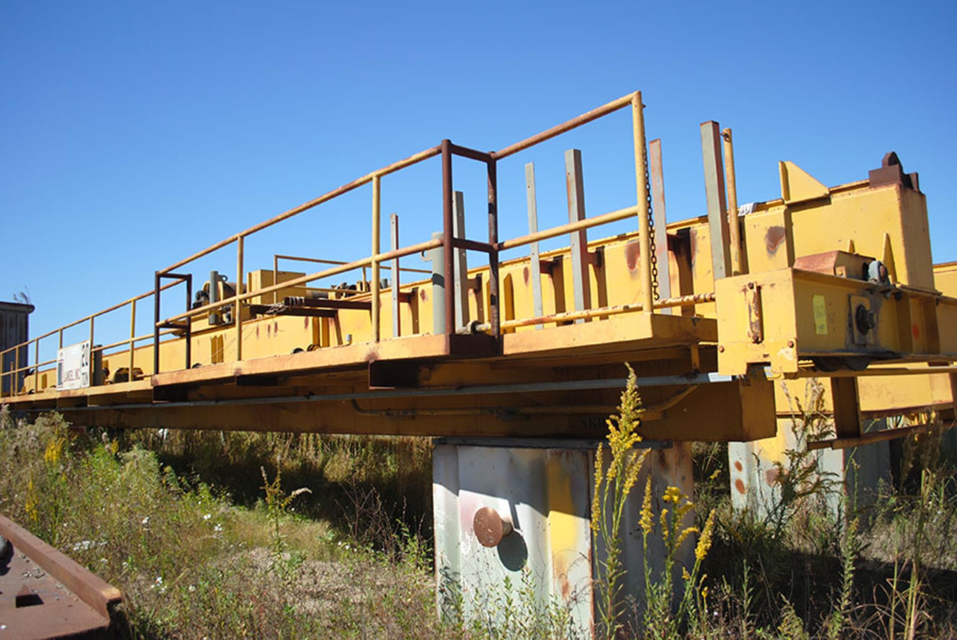 OVERHEAD BRIDGE CRANE, LANDEL 20 T. X APPROX. 67' SPAN, dbl. box girder, top riding, pendant