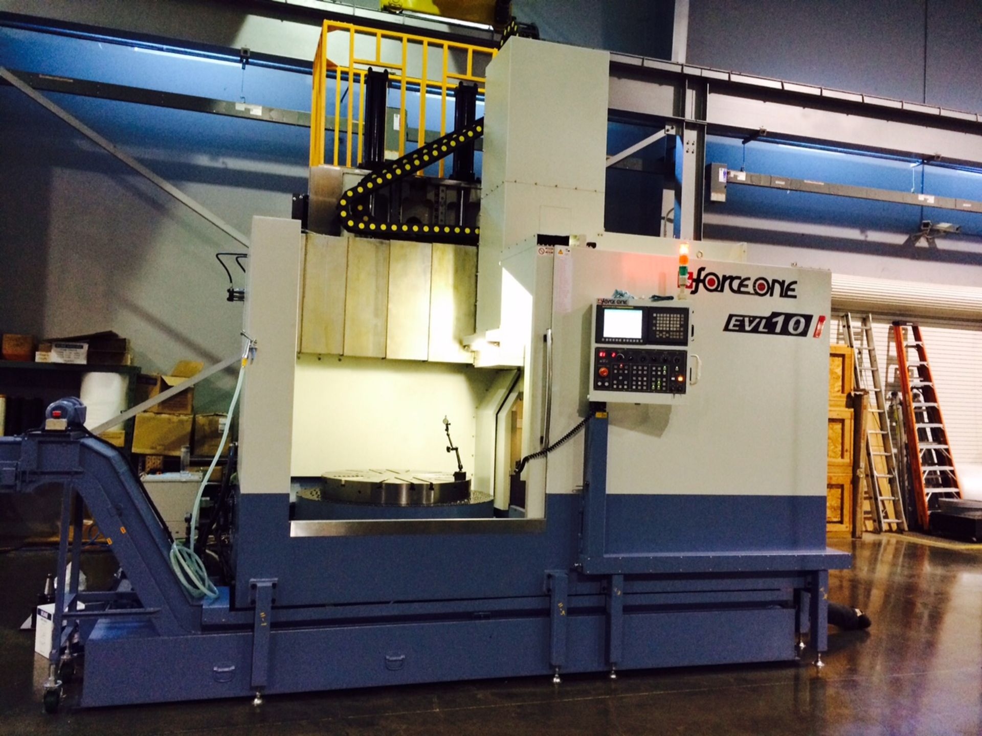 UNUSED CNC VERTICAL TURRET LATHE, FORCE ONE MDL. EVL10, Fanuc Oi-TD Control, 40" table, 55" max.