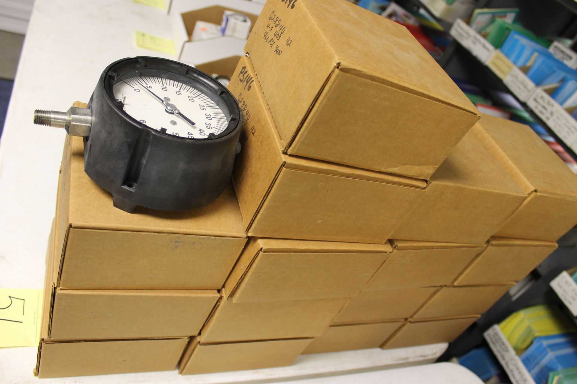 LOT OF UNUSED PRESSURE GAUGES, (Approx. 15)  MARSHALLTOWN, 4.5", 403, 0/60 PSI, 1/4" bottom - Image 2 of 2