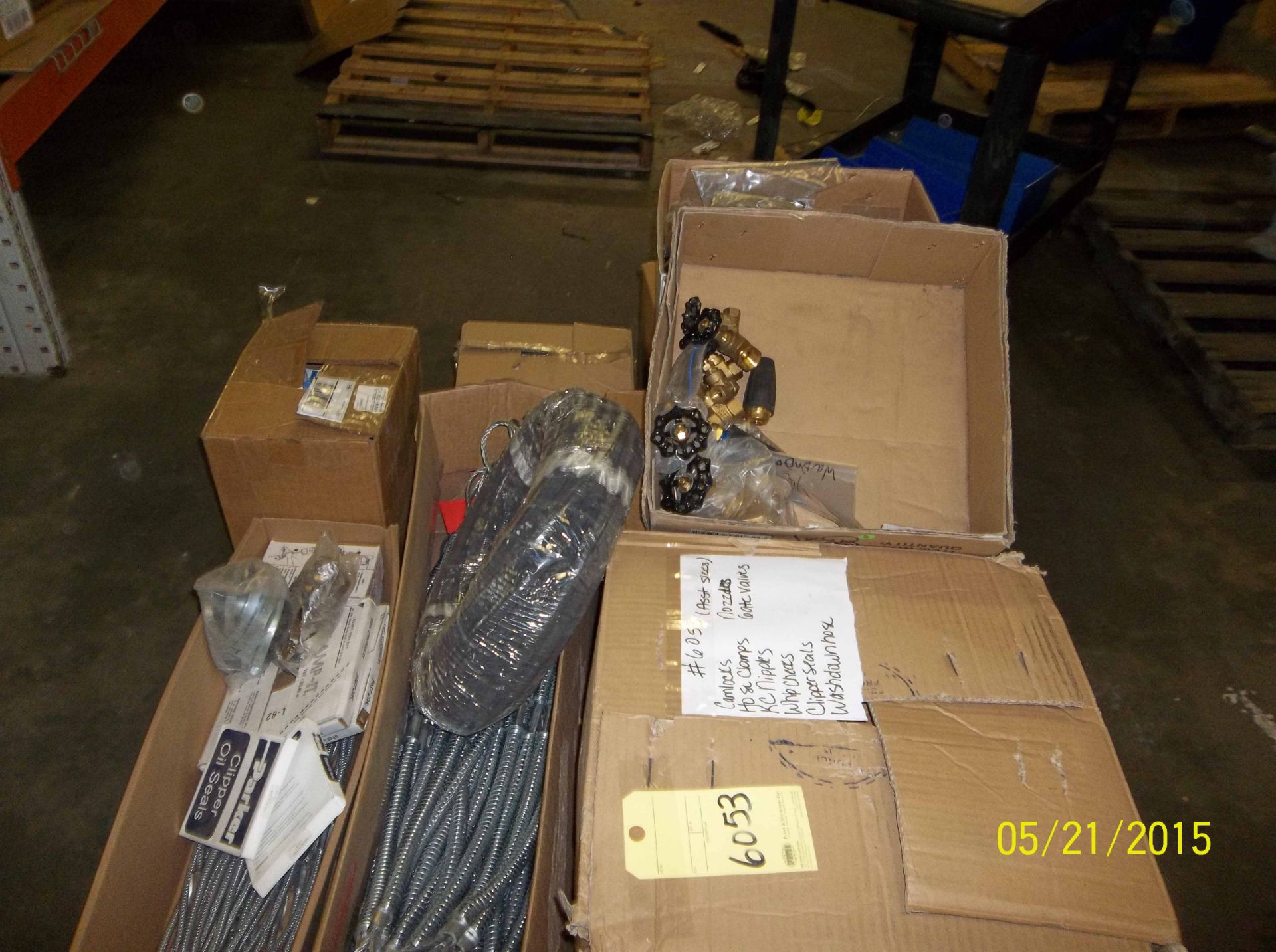 LOT CONSISTING OF CAMLOCKS, HOSE CLAMPS, KC NIPPLES, WHIP CHECKS, CLIPPER SEALS, WASH DOWN HOSE,