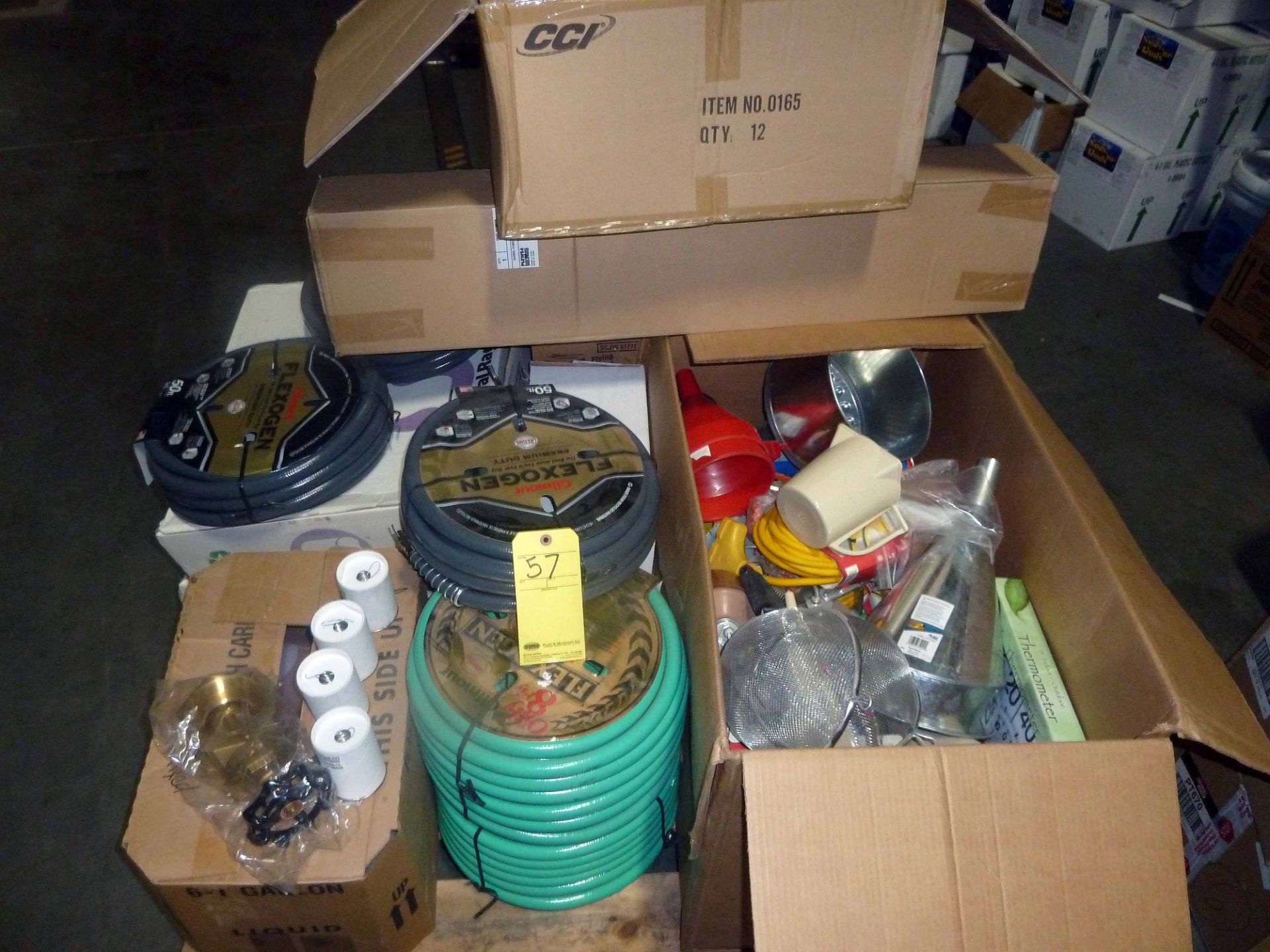 LOT OF SUPPLIES: batteries, electrical tape, funnels, belt dressing, Teflon tape, flashlights, rags,