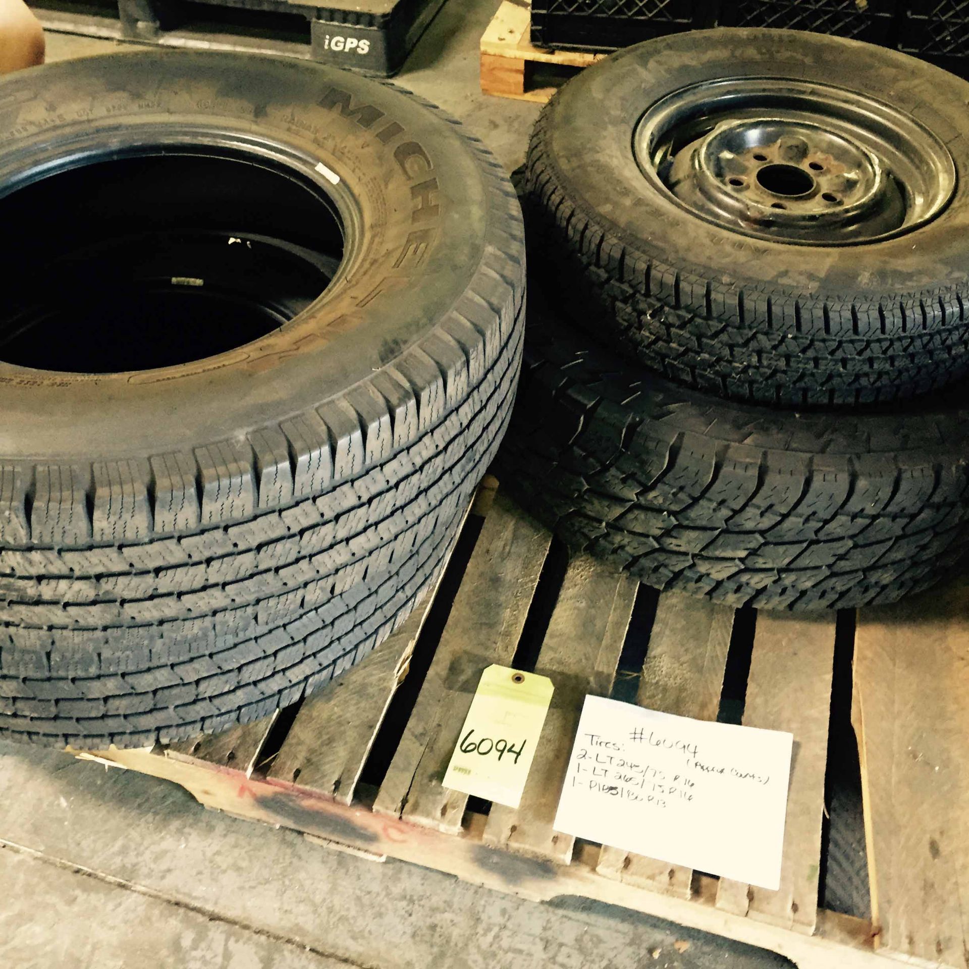 LOT OF TIRES: LT245/75  R16 (2), LT265/75 R16, P105B0 R13  (approx. counts) LOCATED IN LONGVIEW, TX