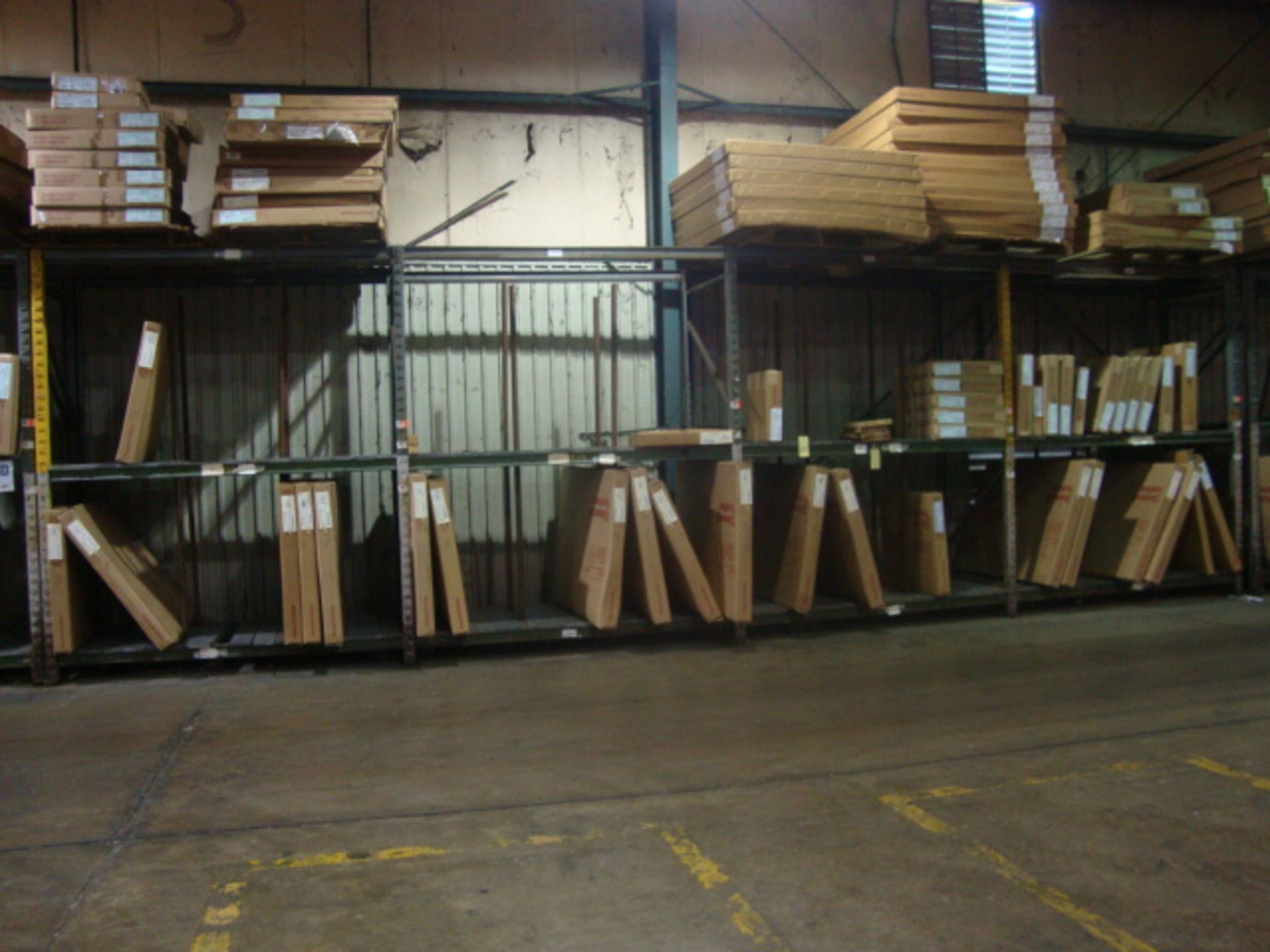 LOT OF TABLE TOPS (approx. 40), assorted BASES & LEGS  (on four pallet rack sections - racks not