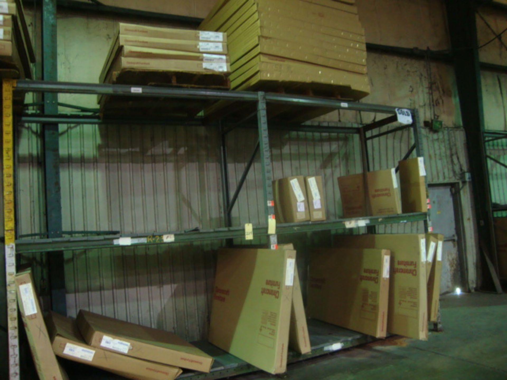 LOT OF TABLE TOPS (approx. 26) & BASES   (on two pallet rack sections - racks not included)