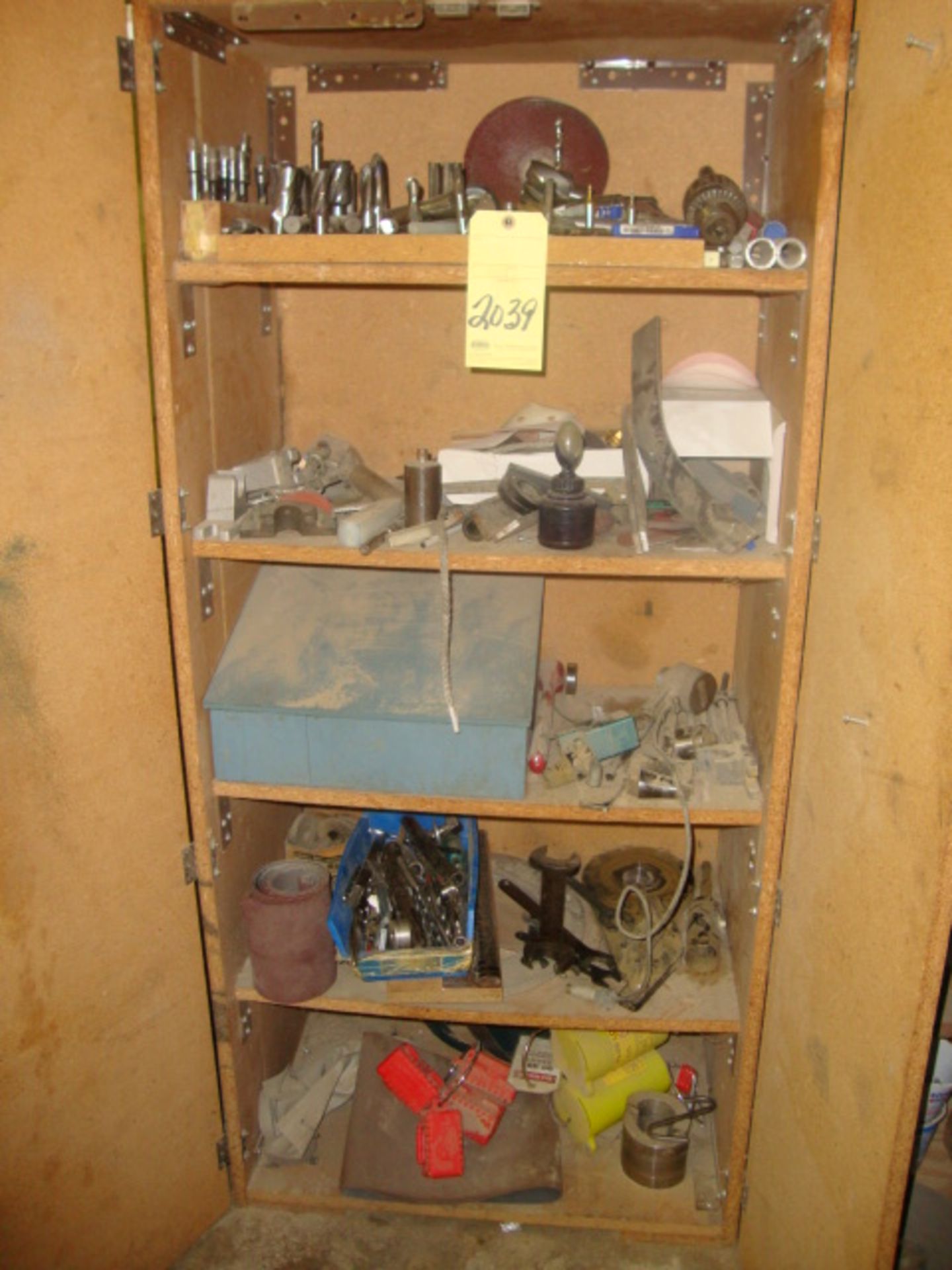 WOOD CABINET, w/assorted tooling