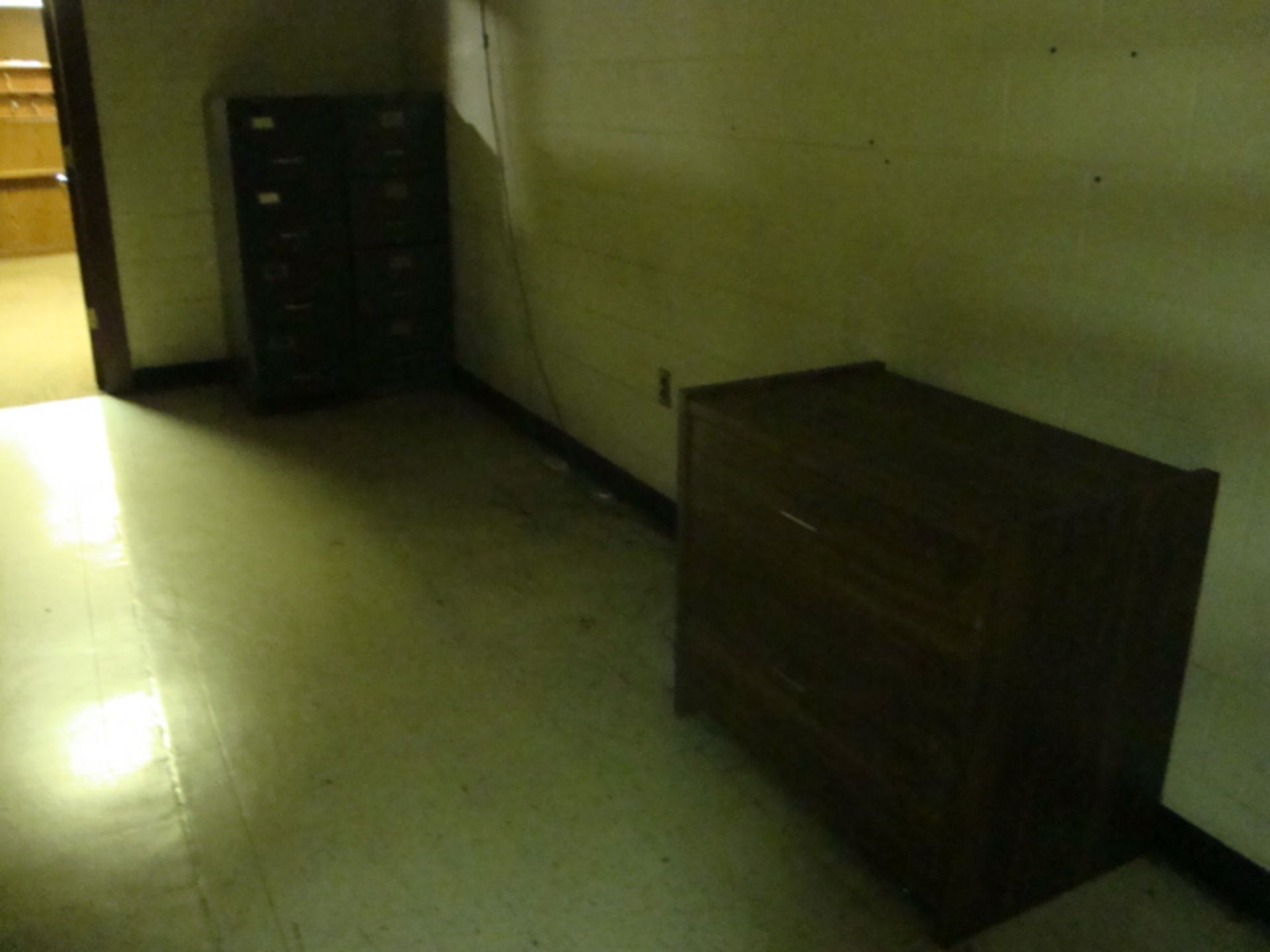 LOT OF OFFICE FURNITURE: file cabinets, blueprint file, cabinet   (located in hallway) - Image 3 of 3