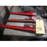 LOT OF PIPE WRENCHES (3), assorted