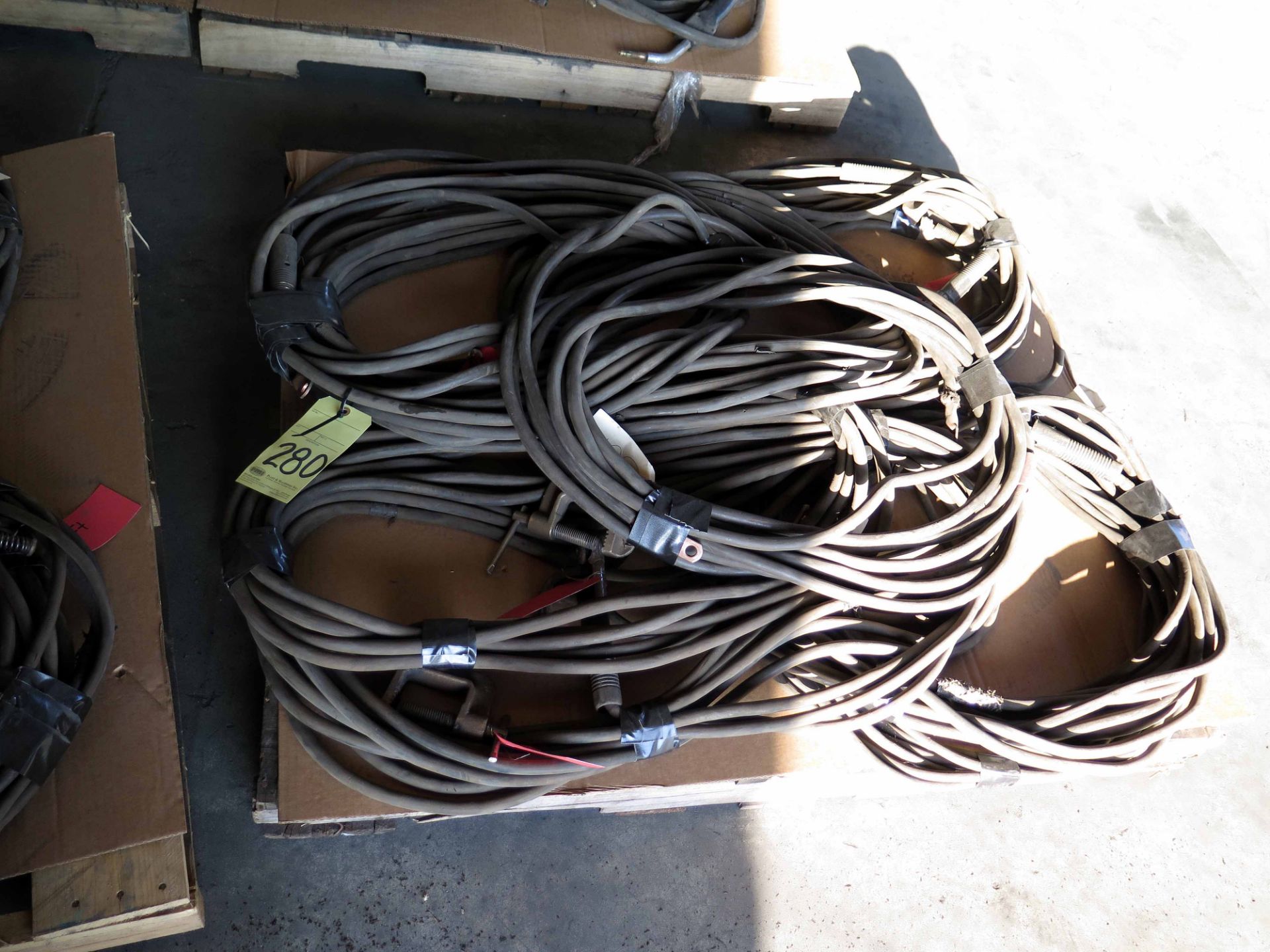 LOT OF WELDING LEADS, assorted (on one pallet)