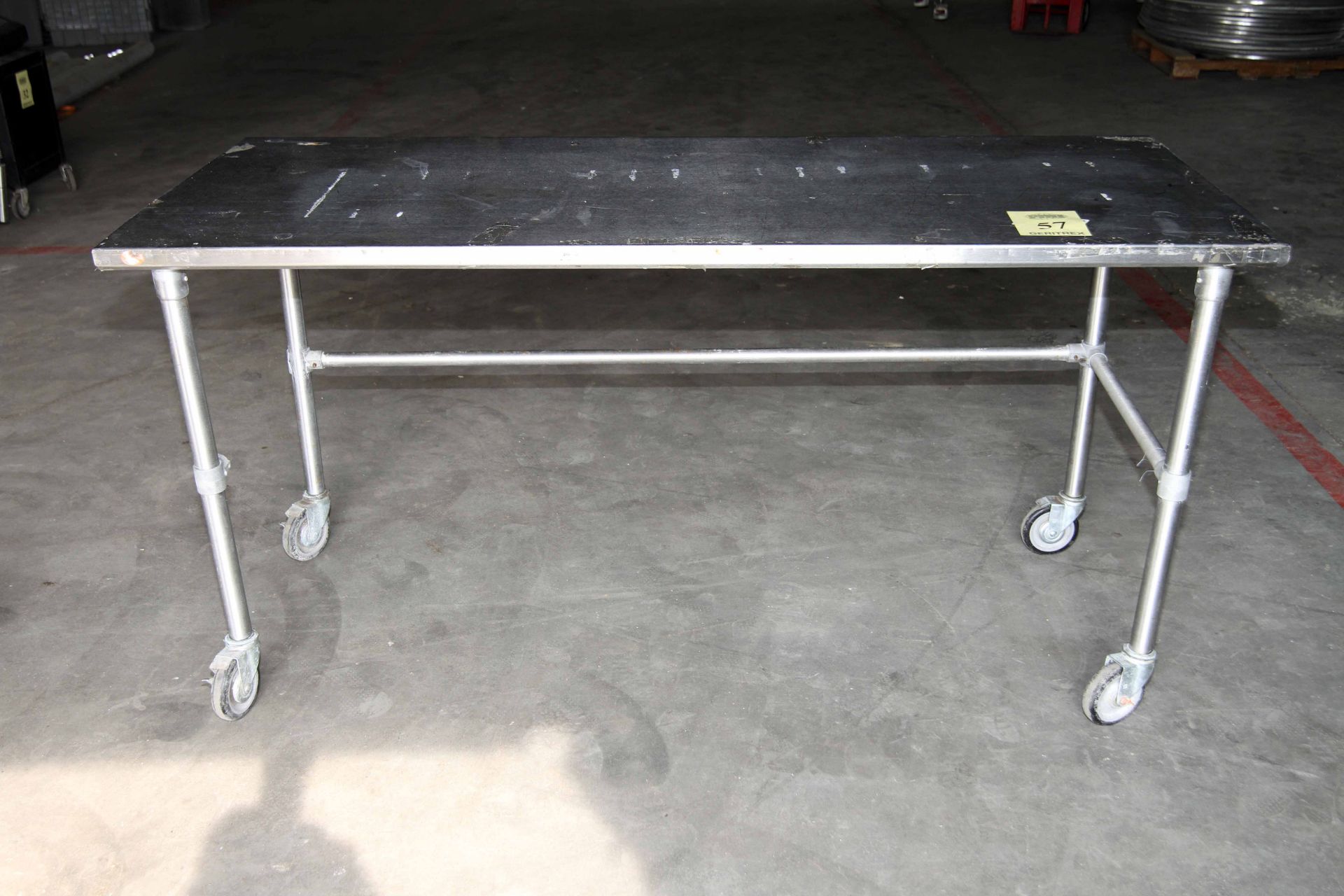 WORKTABLE, 30 x 72, stainless steel, w/stainless steel legs & casters