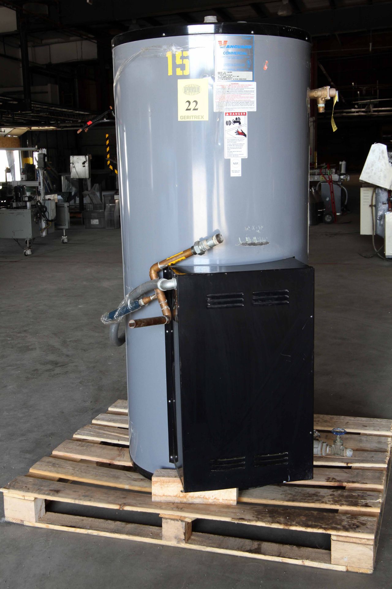 HOT WATER HEATER, VANGUARD MDL. 6E746A, 119.9 gal. cap., used for processing, S/N VG1199E0509