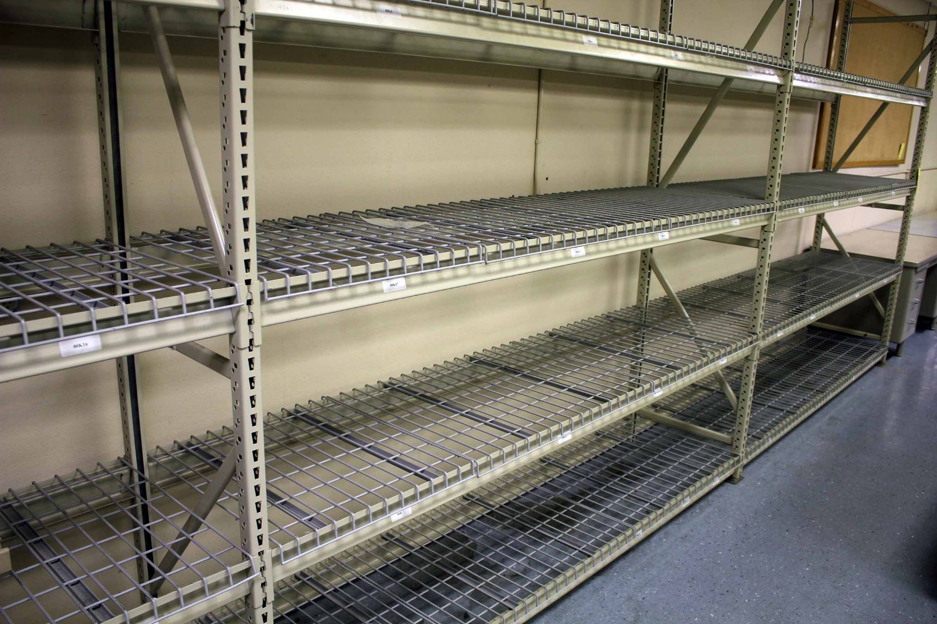 METAL SHELF SECTIONS, 8'W. x 2' dp. X 8' ht. x 4-tier, w/wire decking - Image 2 of 3