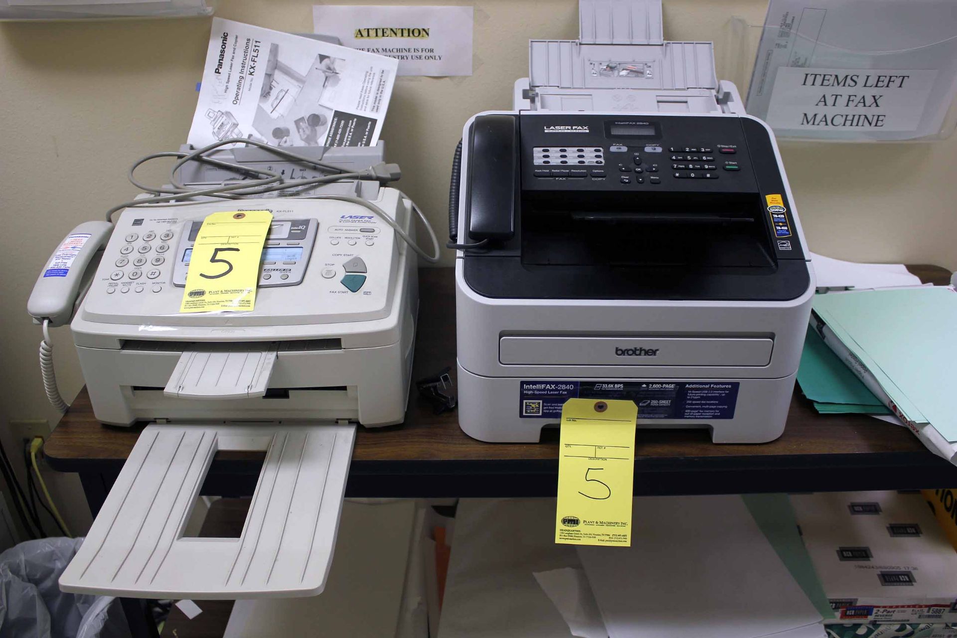 LOT OF FAX MACHINES: BROTHER INTELLIFAX 2840 & PANASONIC KX-FL5N