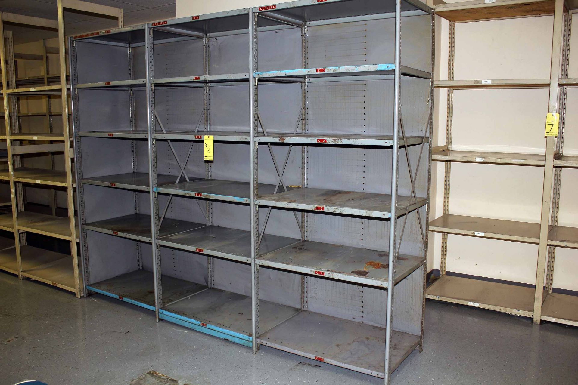 LOT OF METAL SHELF SECTIONS (approx. 3)