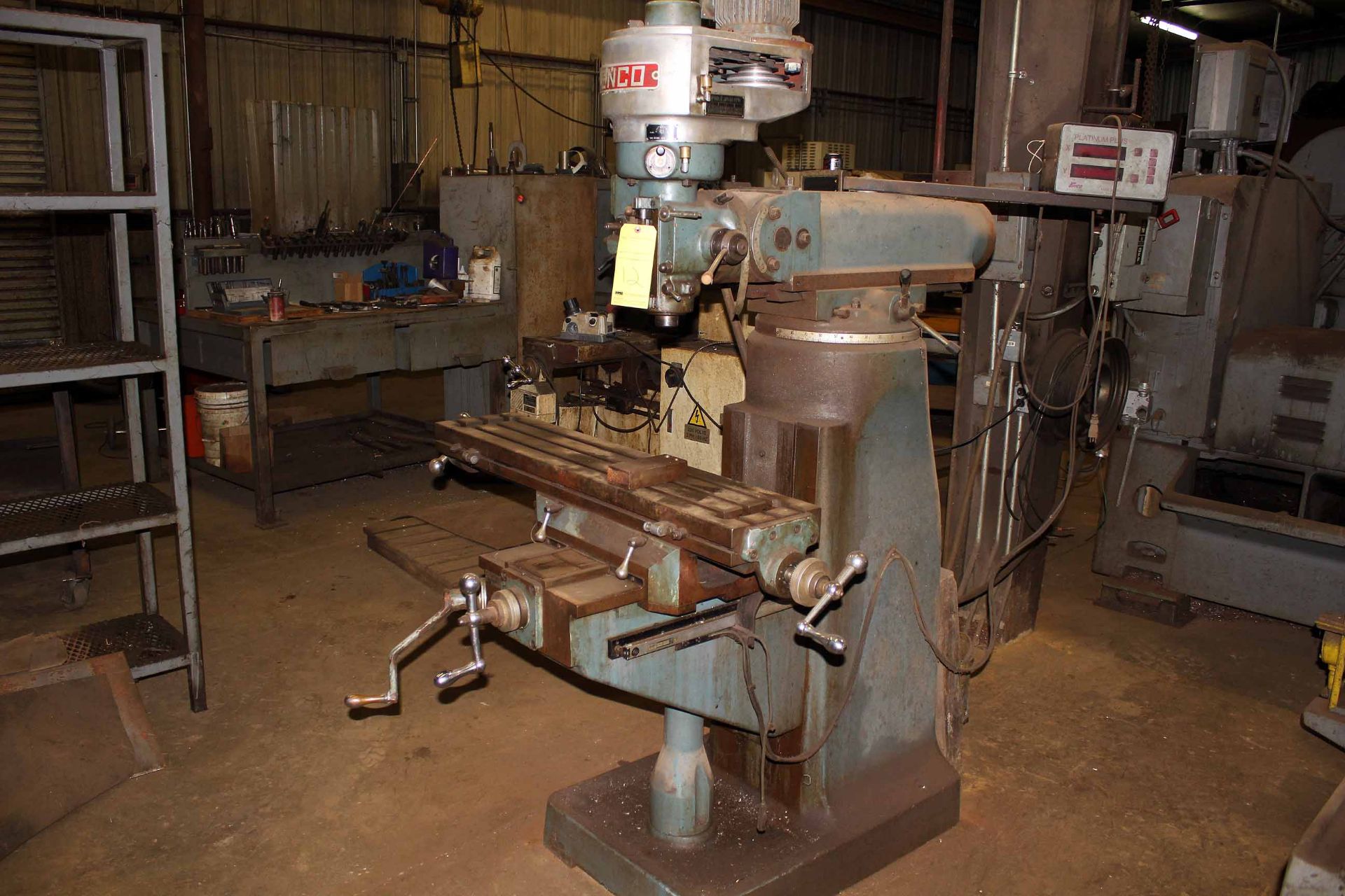 VERTICAL TURRET MILLING MACHINE, ENCO, 9" x 42" table,  spds.: 78-4800 RPM, belt driven head, 2-axis