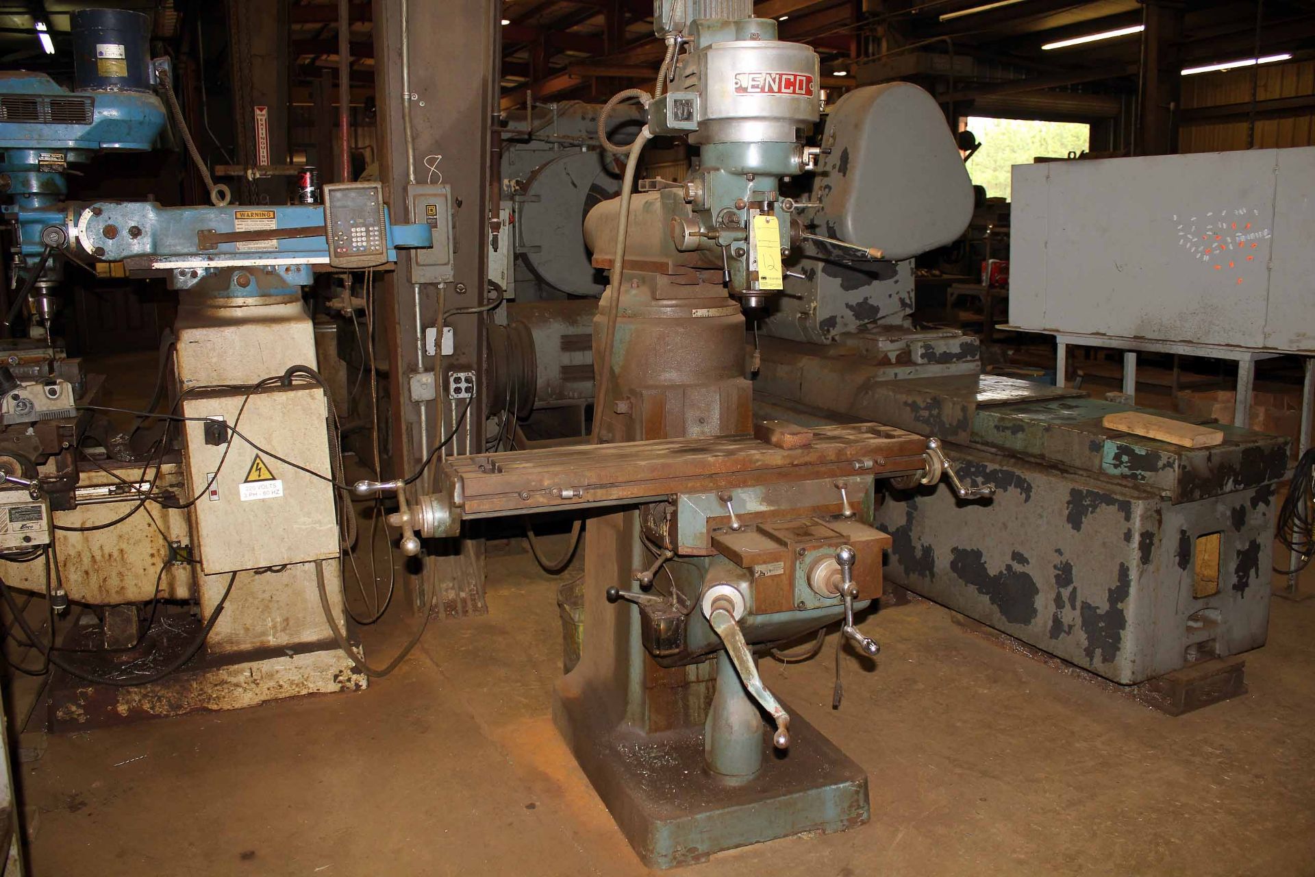 VERTICAL TURRET MILLING MACHINE, ENCO, 9" x 42" table,  spds.: 78-4800 RPM, belt driven head, 2-axis - Image 3 of 3