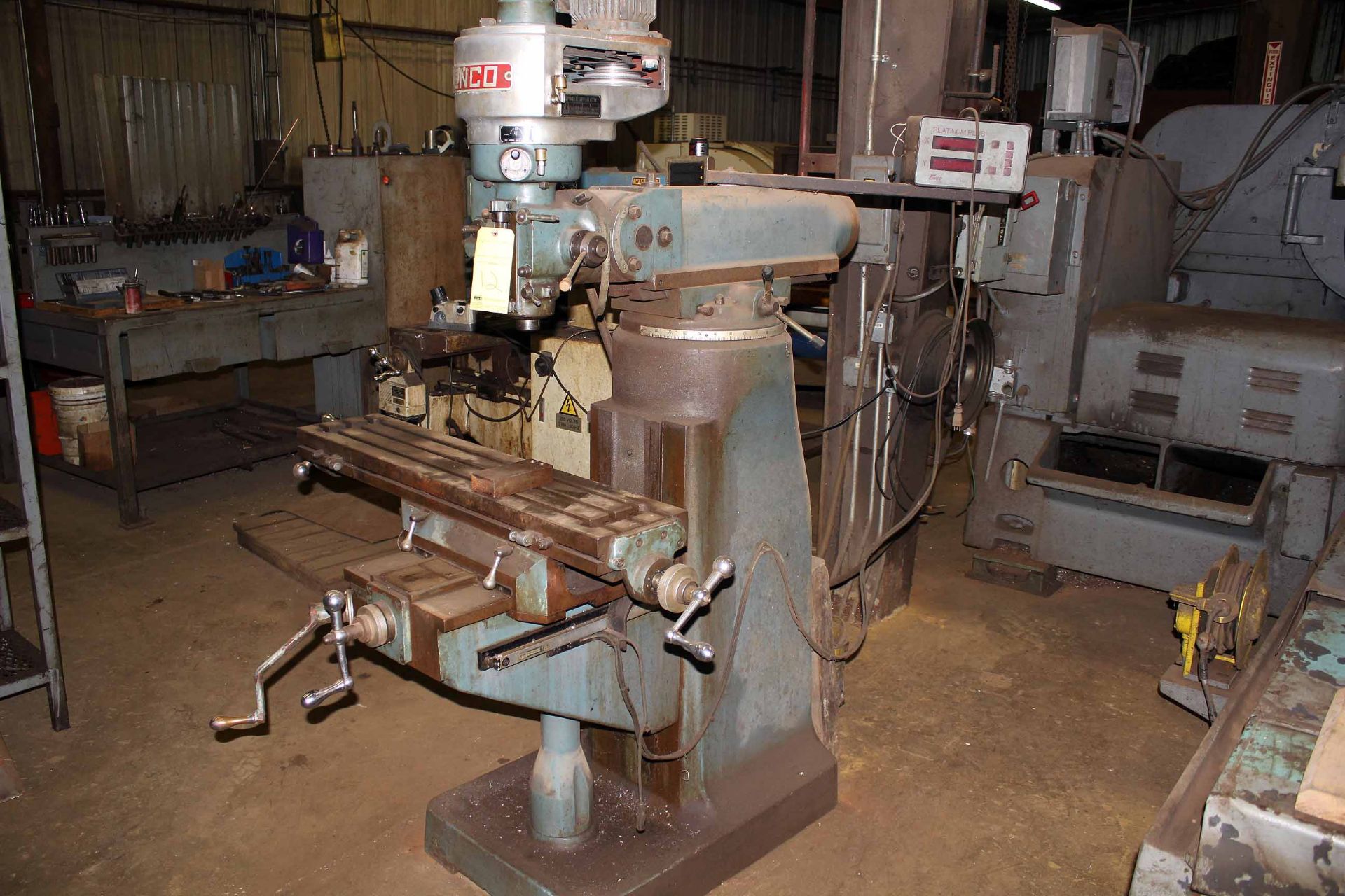 VERTICAL TURRET MILLING MACHINE, ENCO, 9" x 42" table,  spds.: 78-4800 RPM, belt driven head, 2-axis - Image 2 of 3