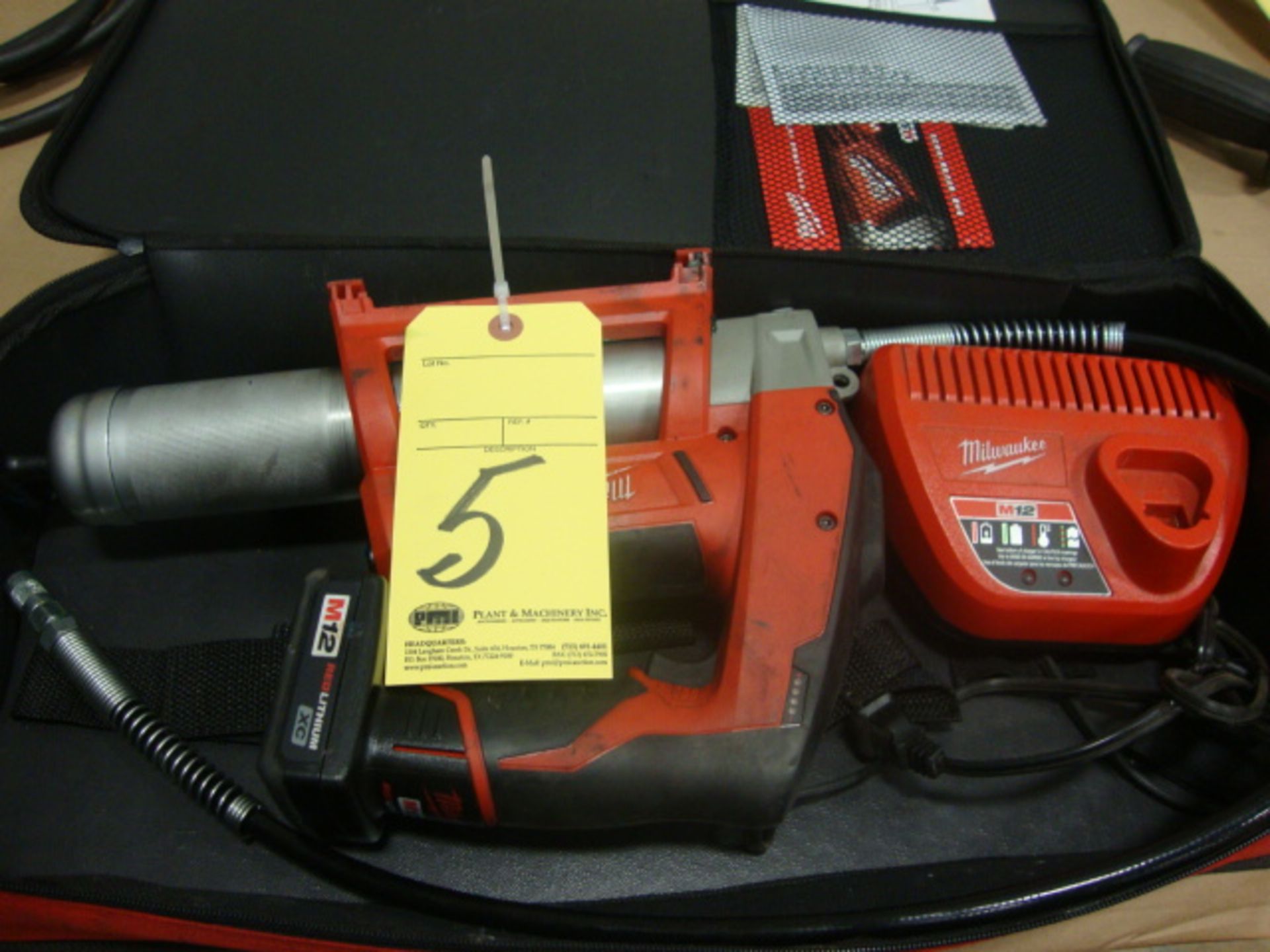 CORDLESS GREASE GUN, MILWAUKEE M12, w/charger & case