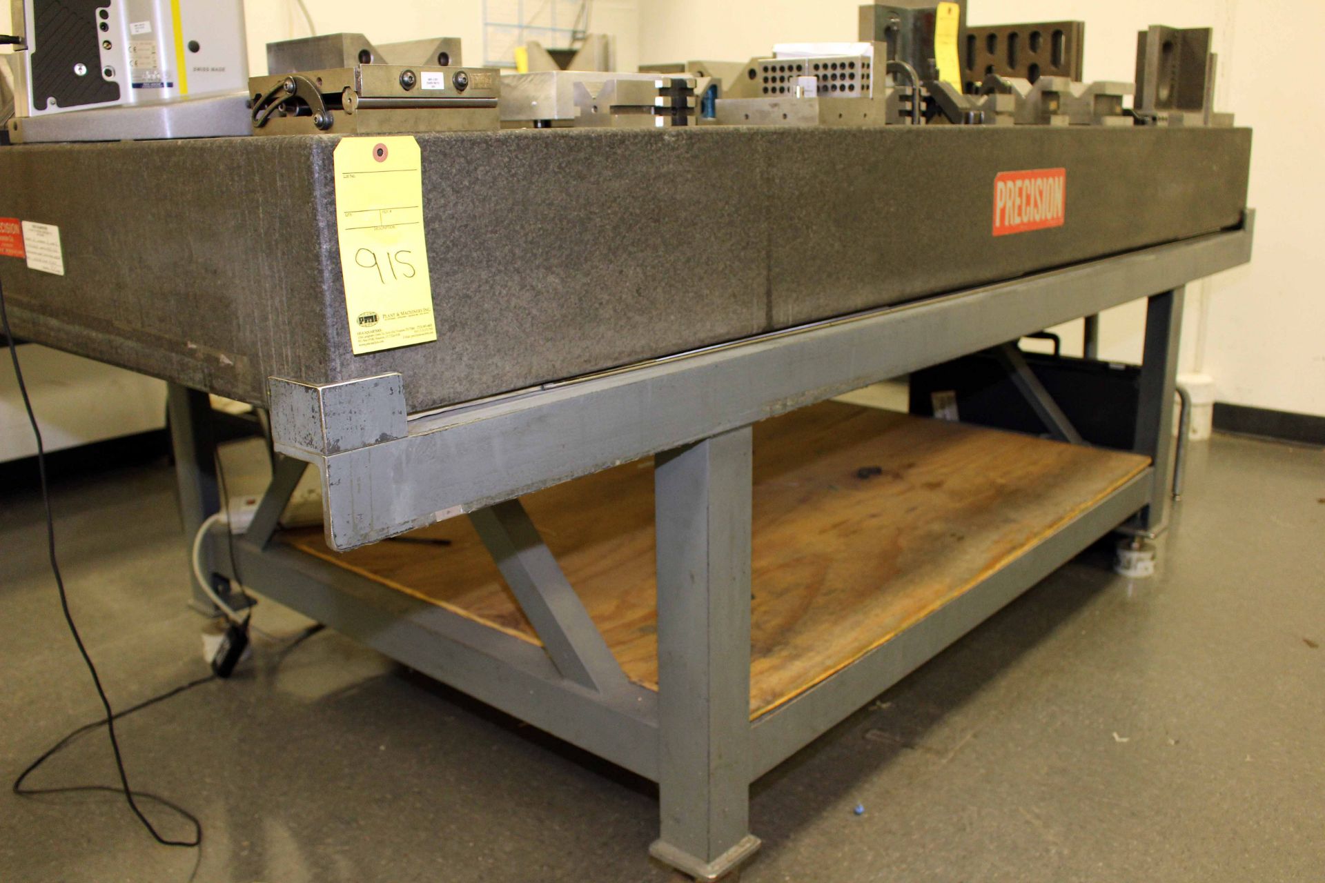 GRANITE SURFACE PLATE, PRECISION 48" X 96" X 8" THK., Grade B, on fabricated steel stand, S/N MPI-