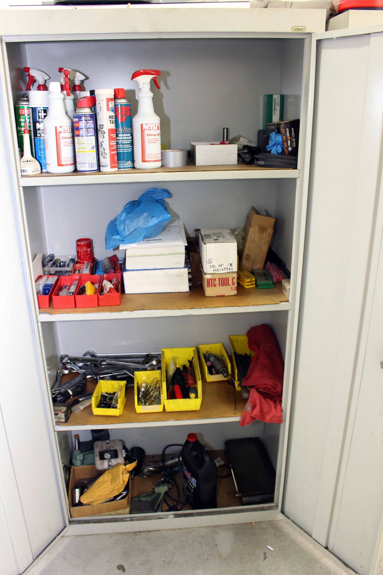 CABINET, w/hand tools, drill bits