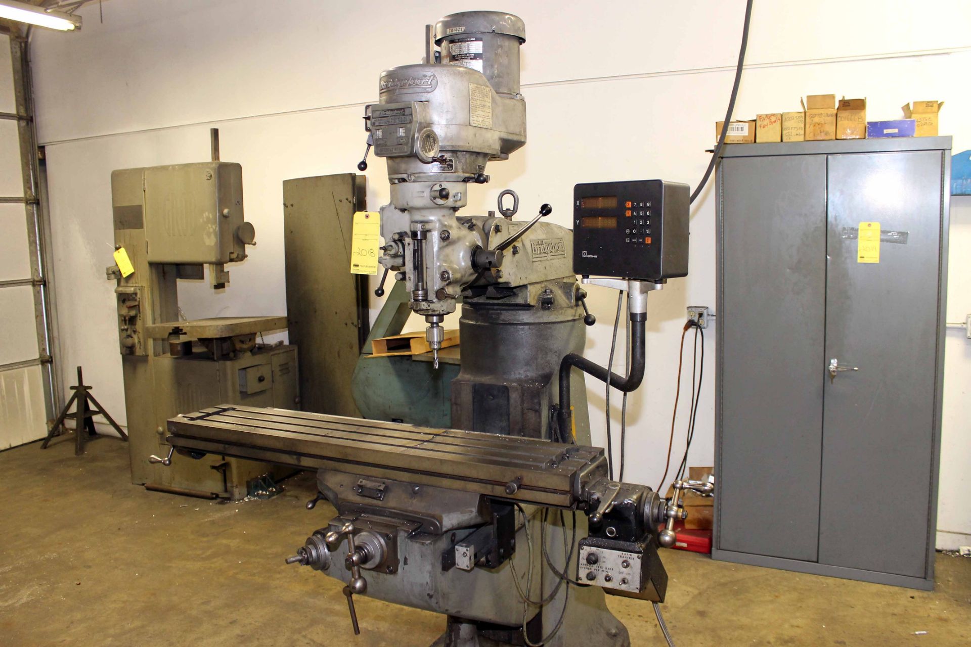 VERTICAL TURRET MILL, BRIDGEPORT SERIES 1, 9" x 48" table, pwr. feed, chrome ways, 2-axis D.R.O.,