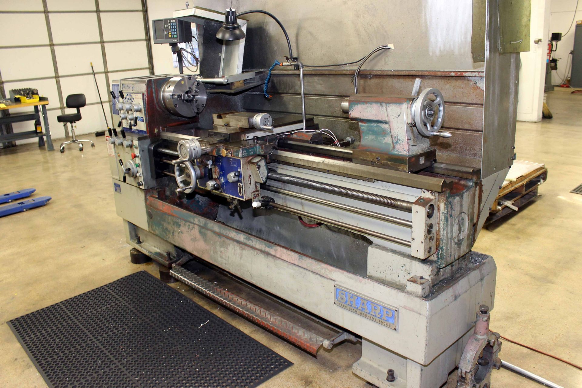 GAP BED ENGINE LATHE, SHARP 18" X 60" MDL. 1860C, spds: 20-2000 RPM, taper attach., 2-axis D.R.O., - Image 2 of 2