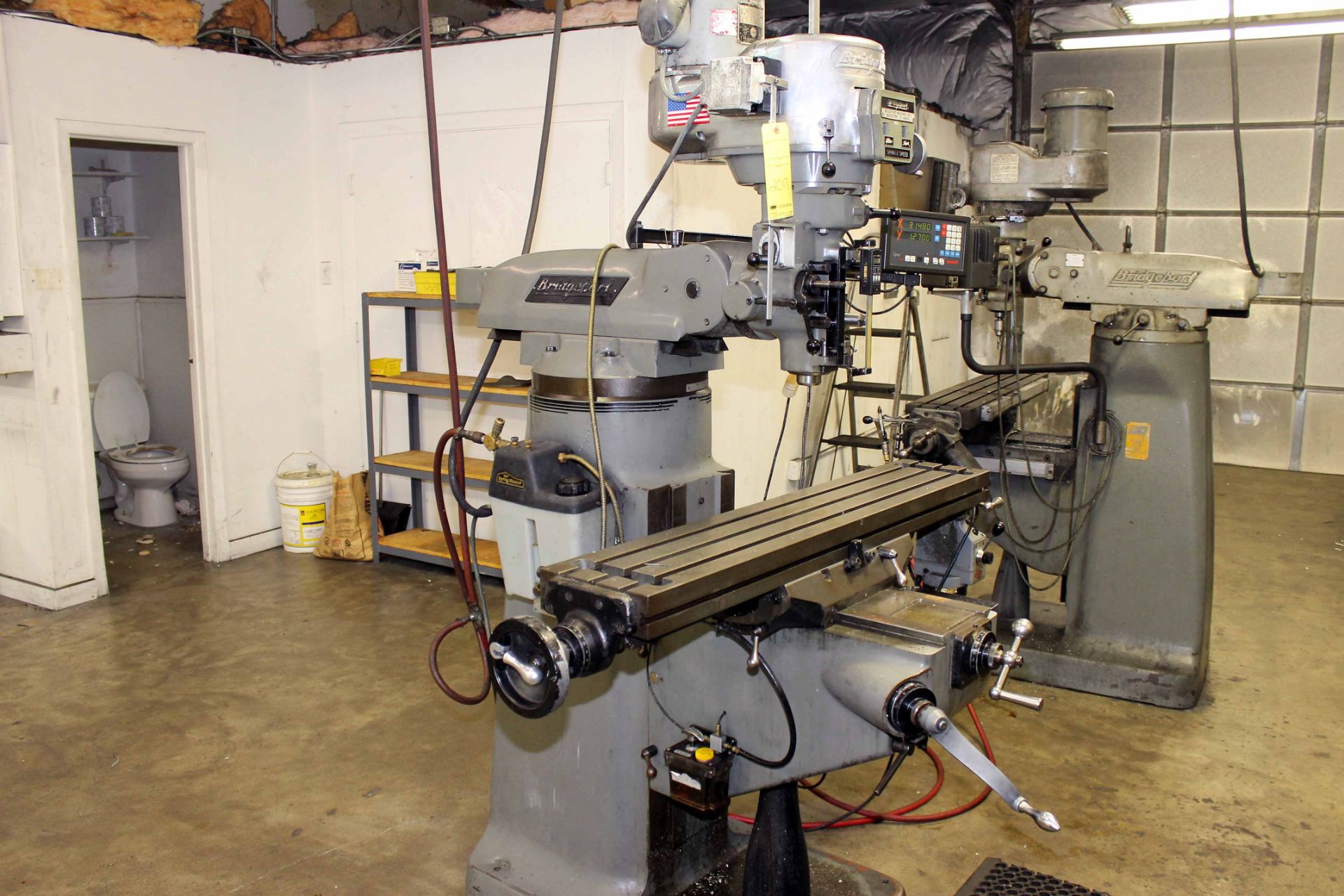 VERTICAL TURRET MILL, BRIDGEPORT SERIES 1, 9" x 48" table, pwr. feed, chrome ways, 2-axis D.R.O.,